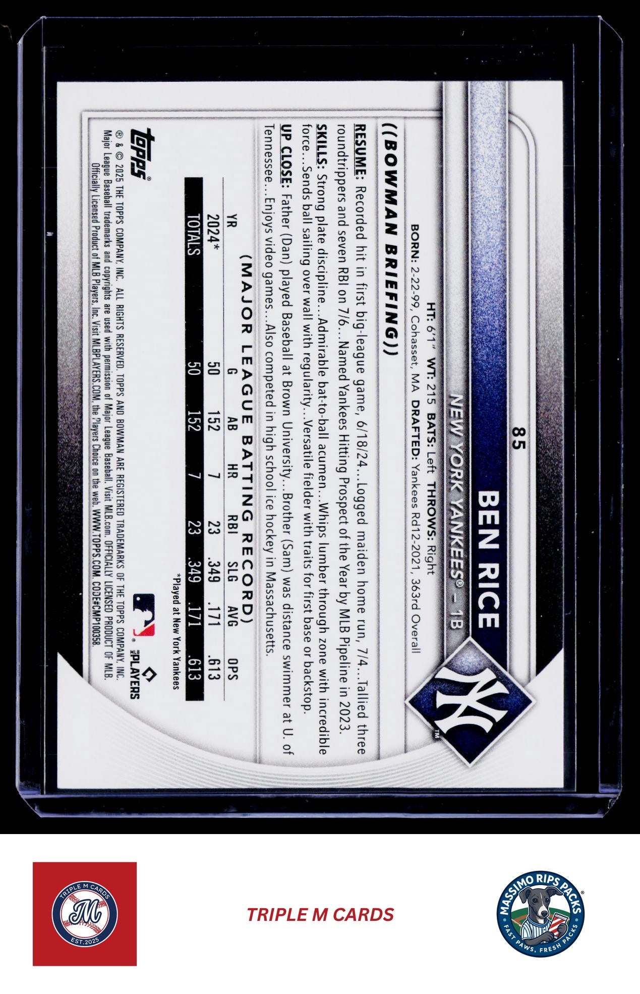 2025 Bowman #85 Ben Rice