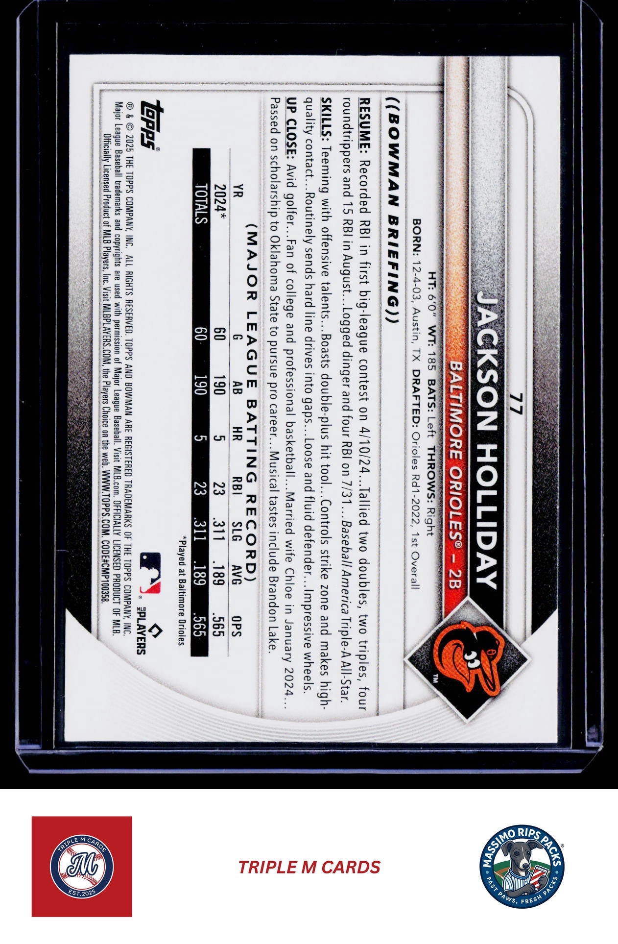 2025 Bowman #77 Jackson Holliday