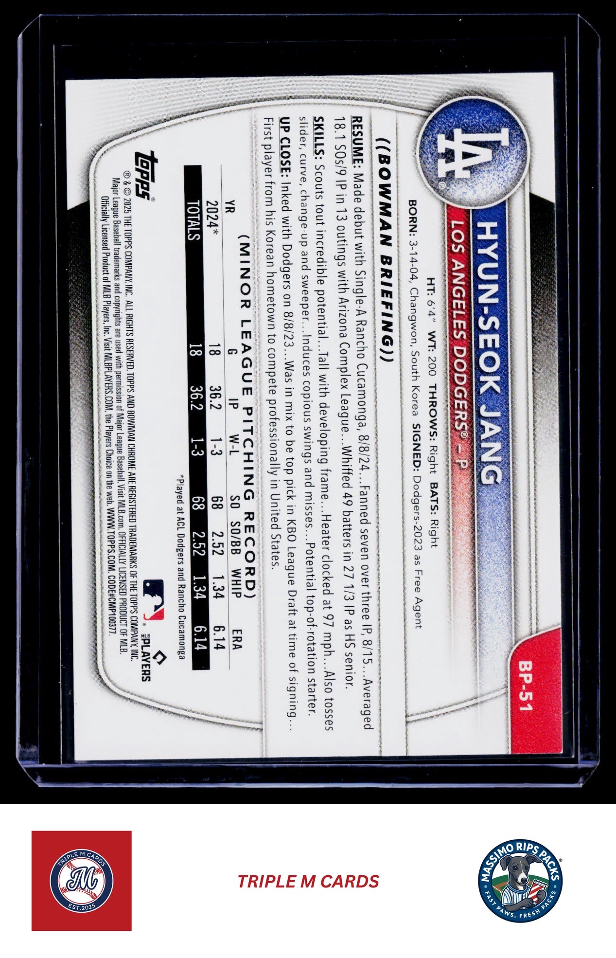 2025 Bowman #BP-51 Hyun-Seok Jang Prospects