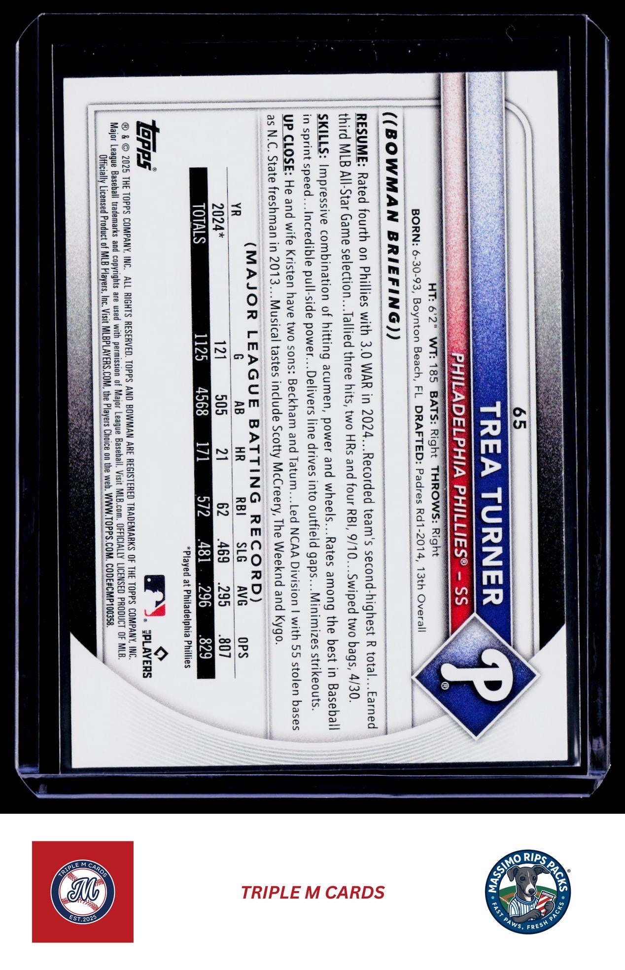 2025 Bowman #65 Trea Turner