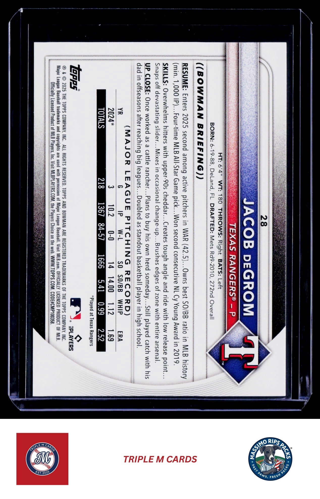 2025 Bowman #28 Jacob deGrom