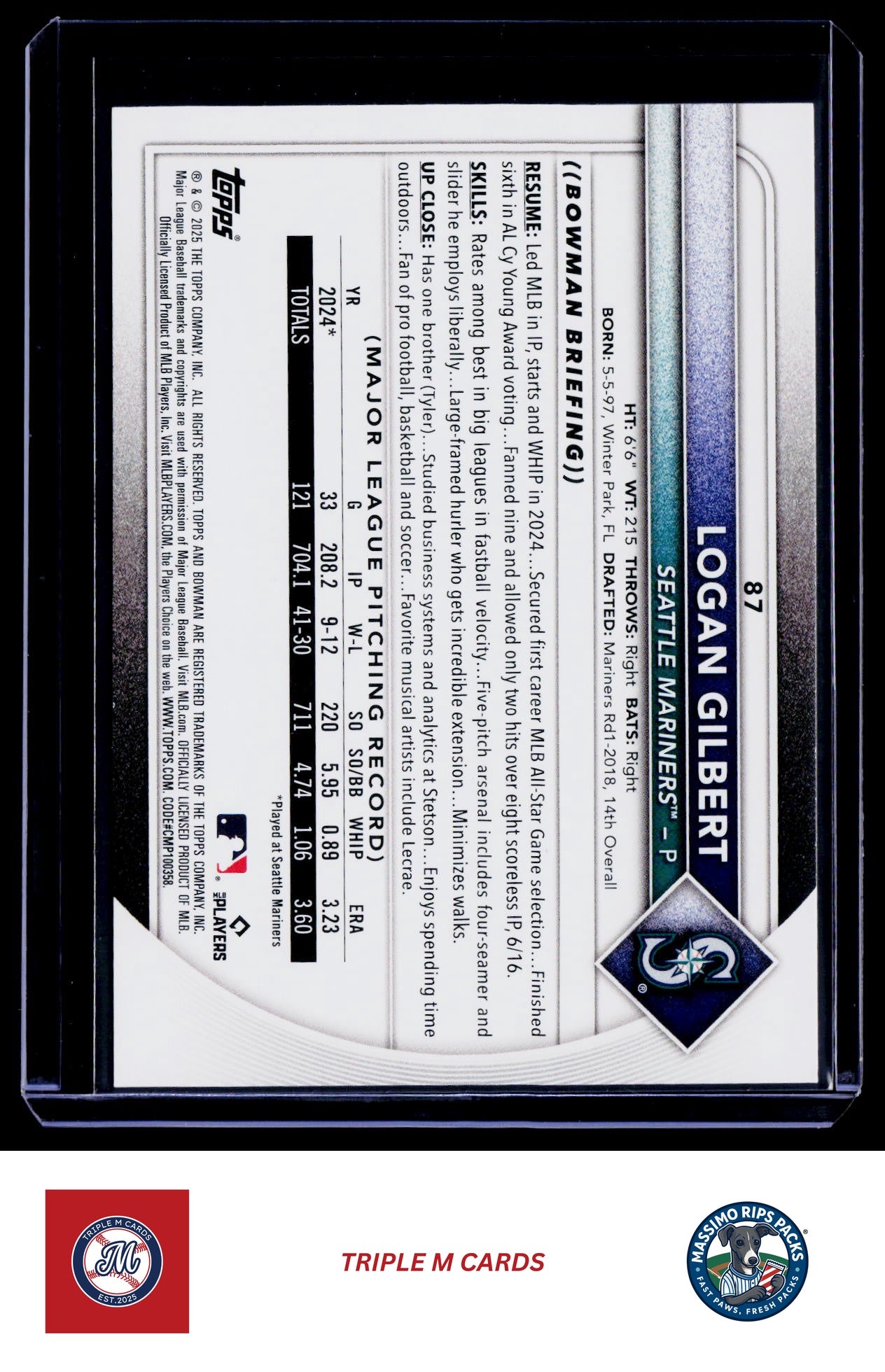 2025 Bowman #87 Logan Gilbert