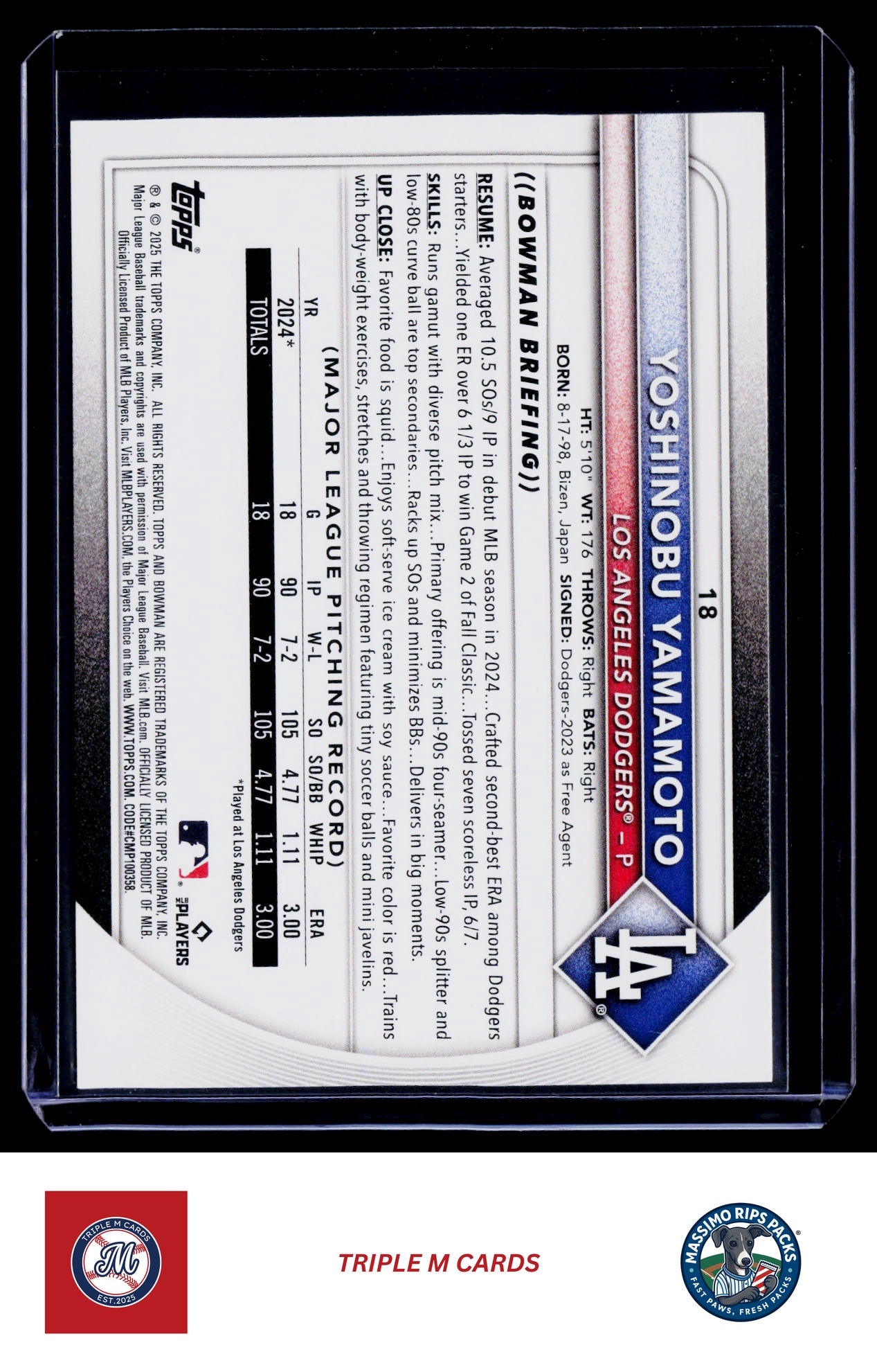 2025 Bowman #18 Yoshinobu Yamamoto