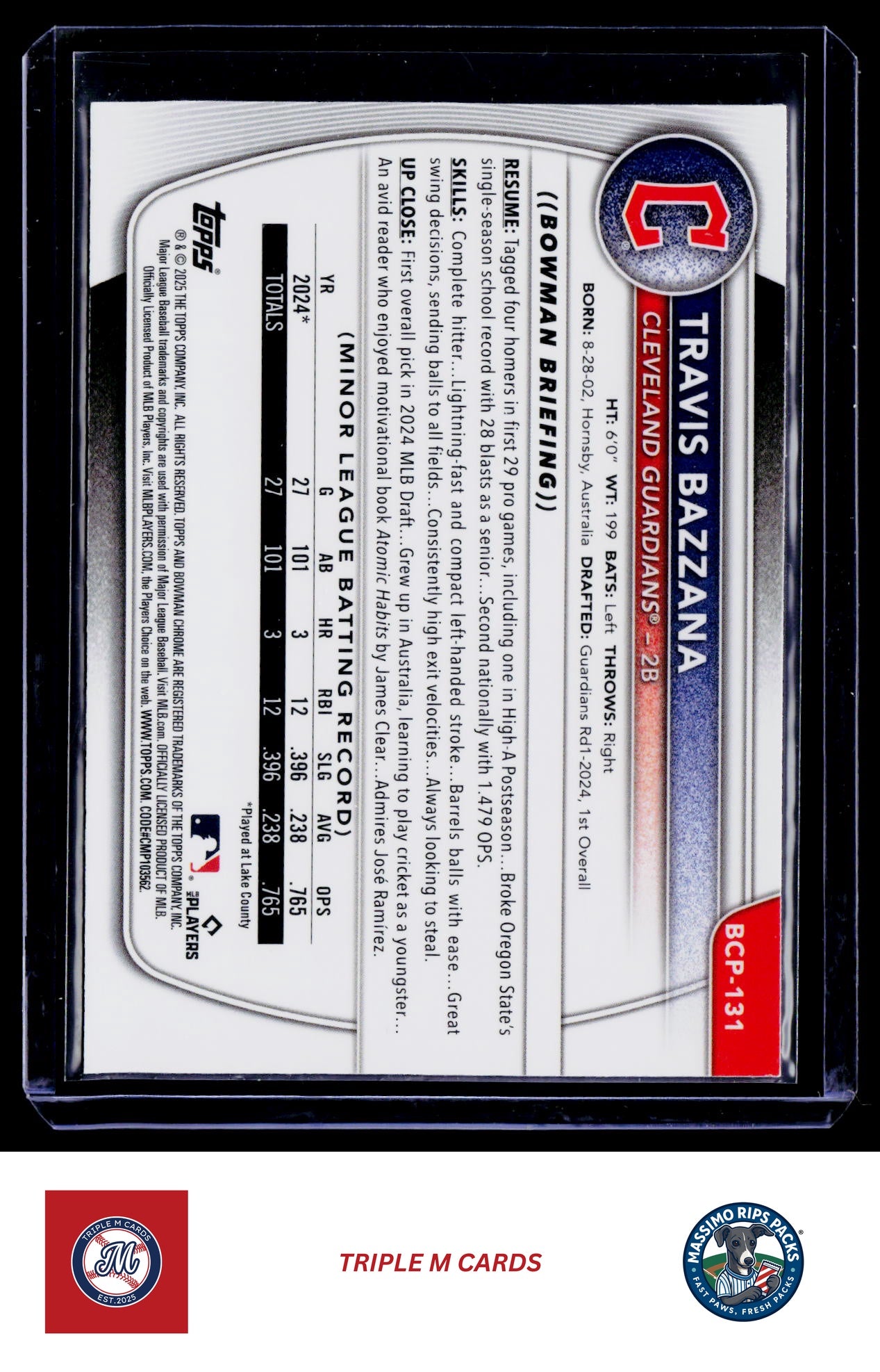 2025 Bowman #BCP-131 Travis Bazzana Chrome Prospects Mojo Refractor