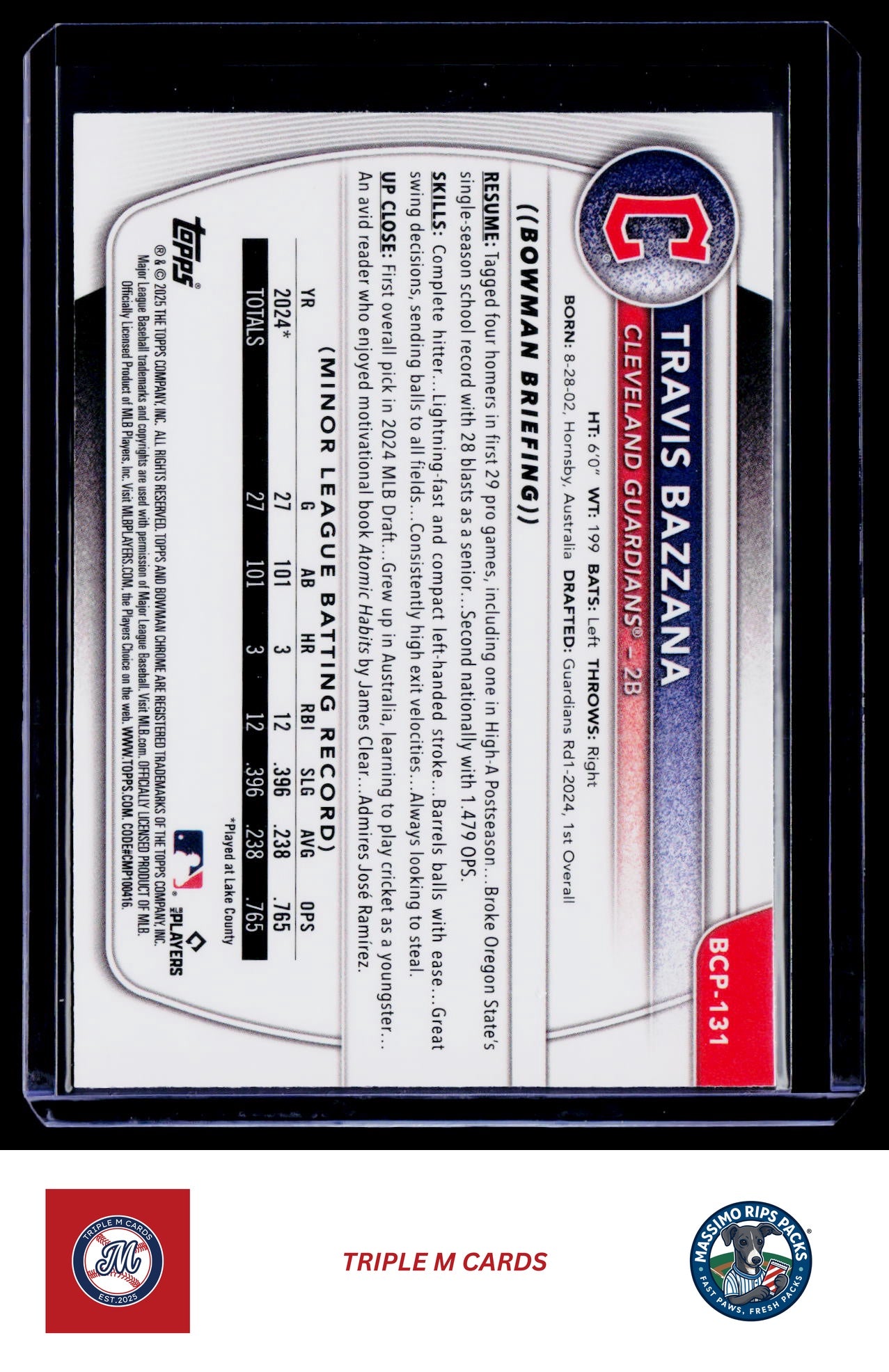 2025 Bowman #BCP-131 Travis Bazzana Chrome Prospects