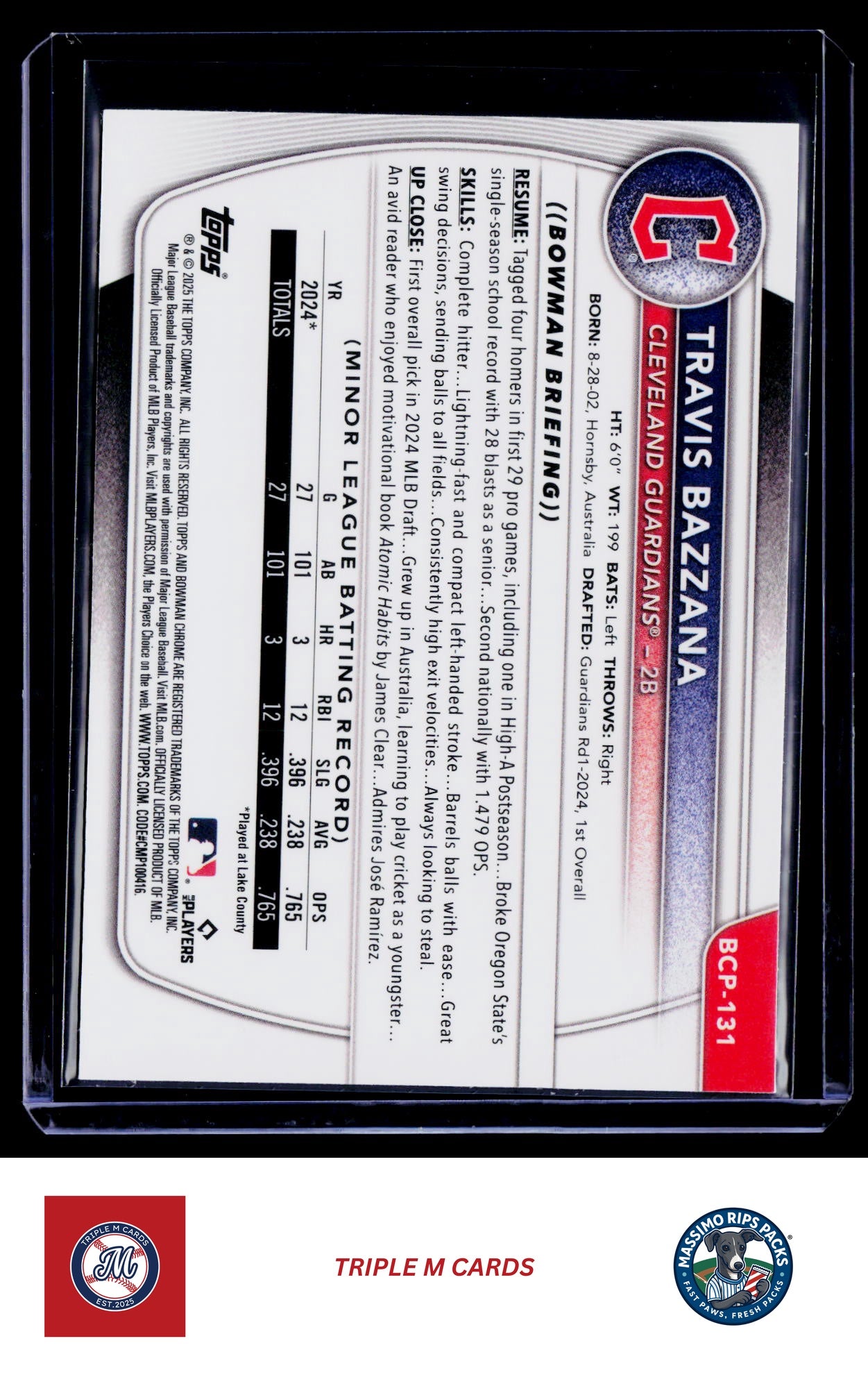2025 Bowman #BCP-131 Travis Bazzana Chrome Prospects