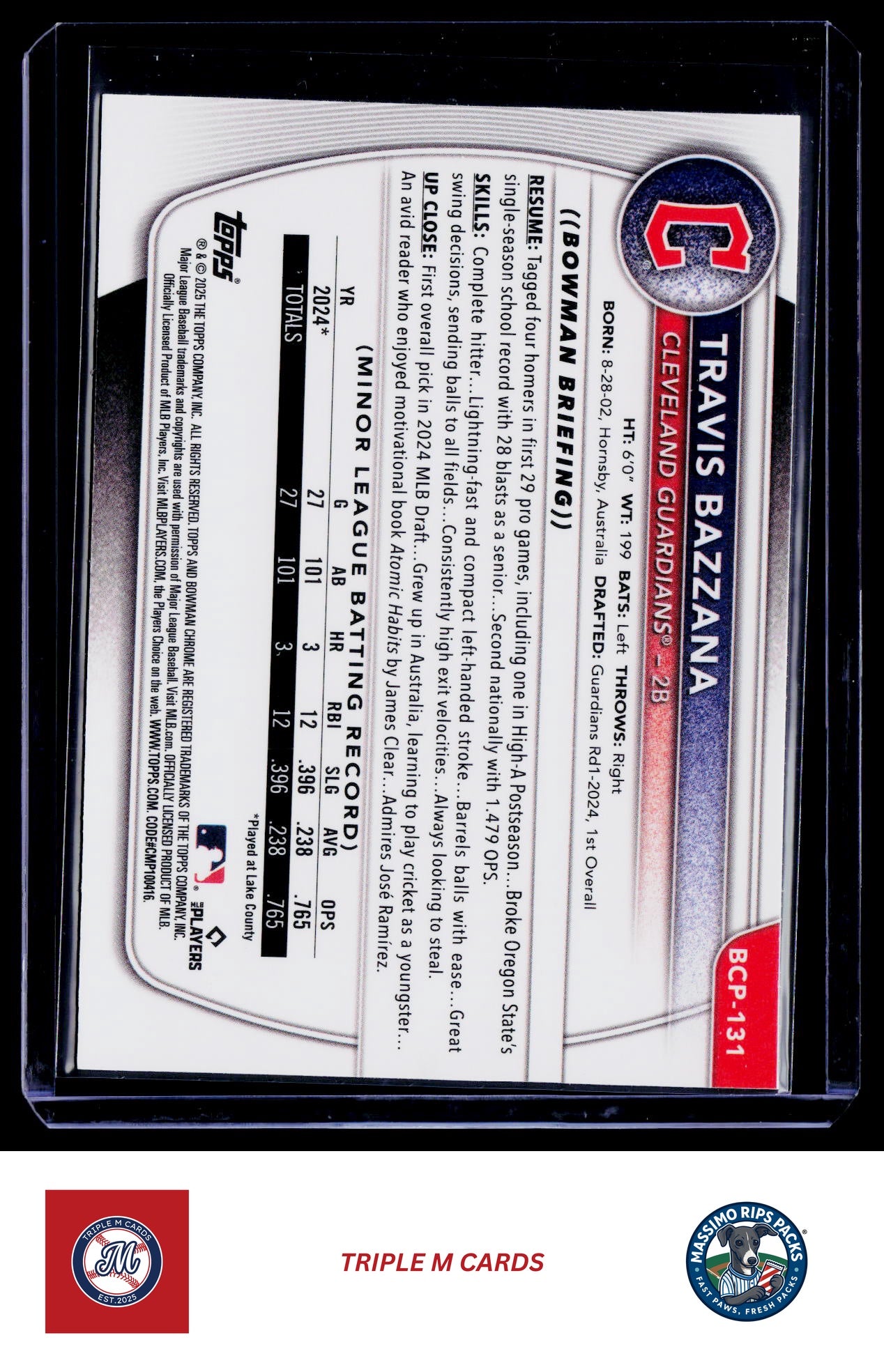 2025 Bowman #BCP-131 Travis Bazzana Chrome Prospects