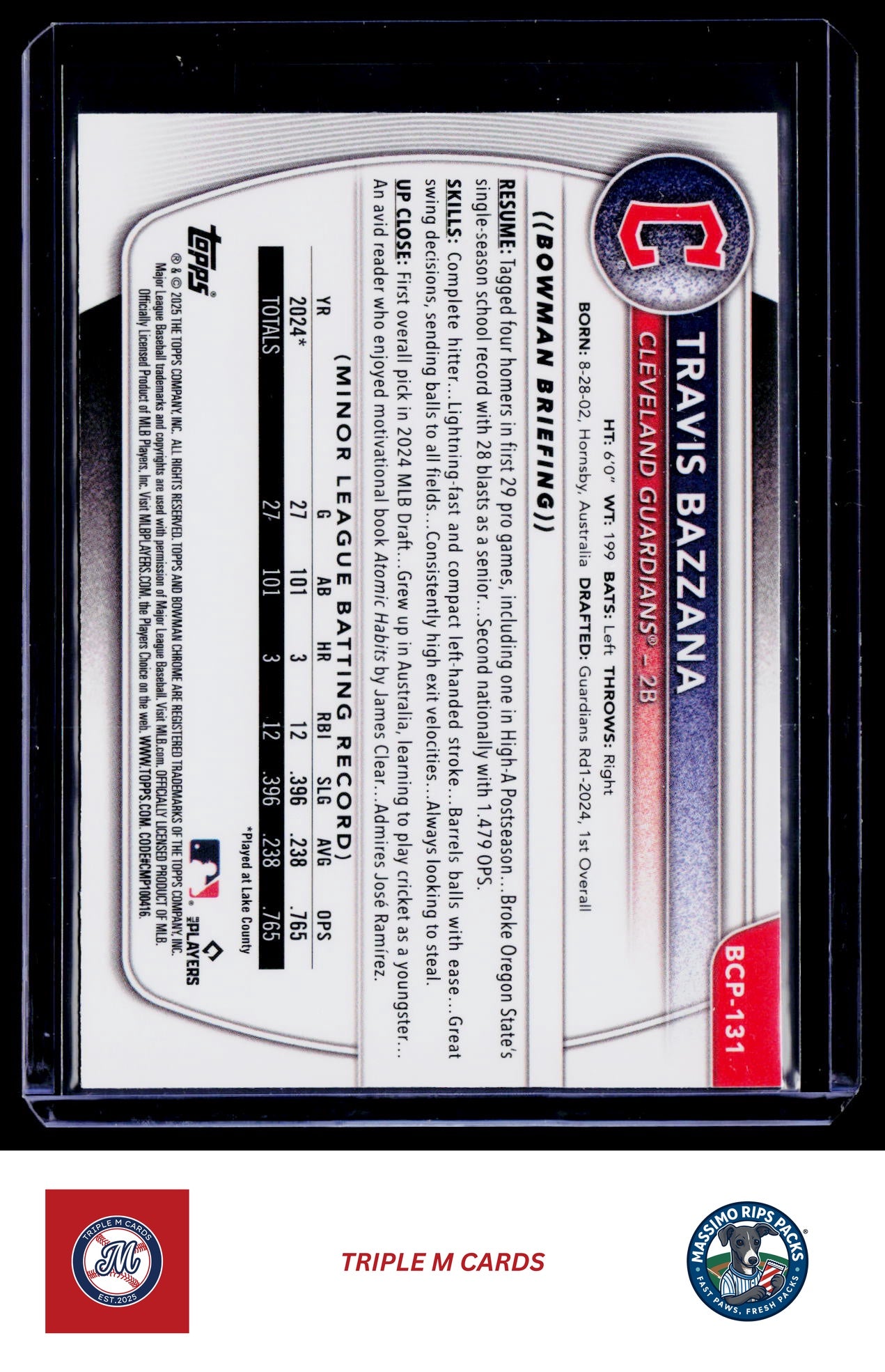 2025 Bowman #BCP-131 Travis Bazzana Chrome Prospects