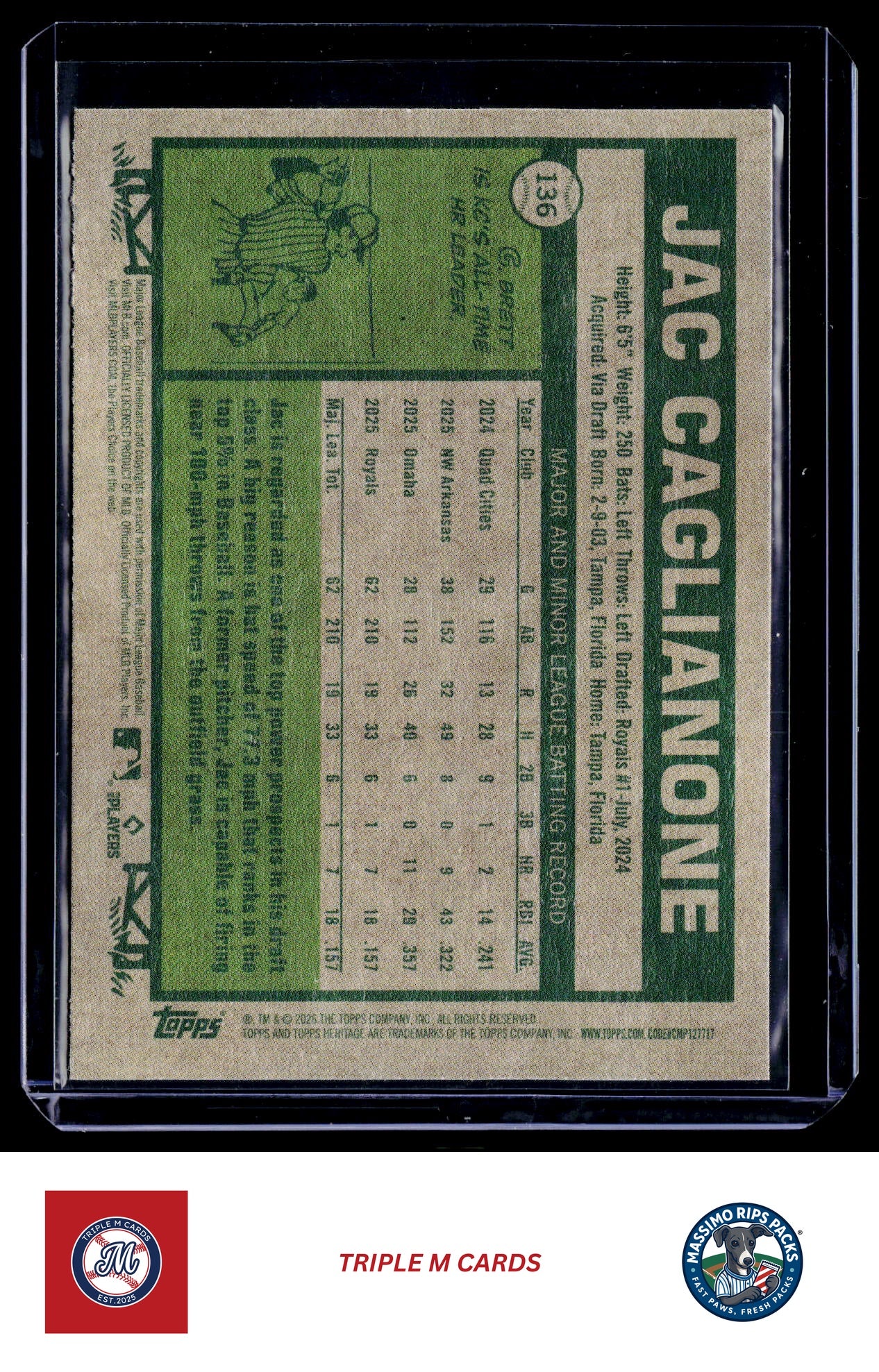2026 Topps Heritage #136 Jac Caglianone