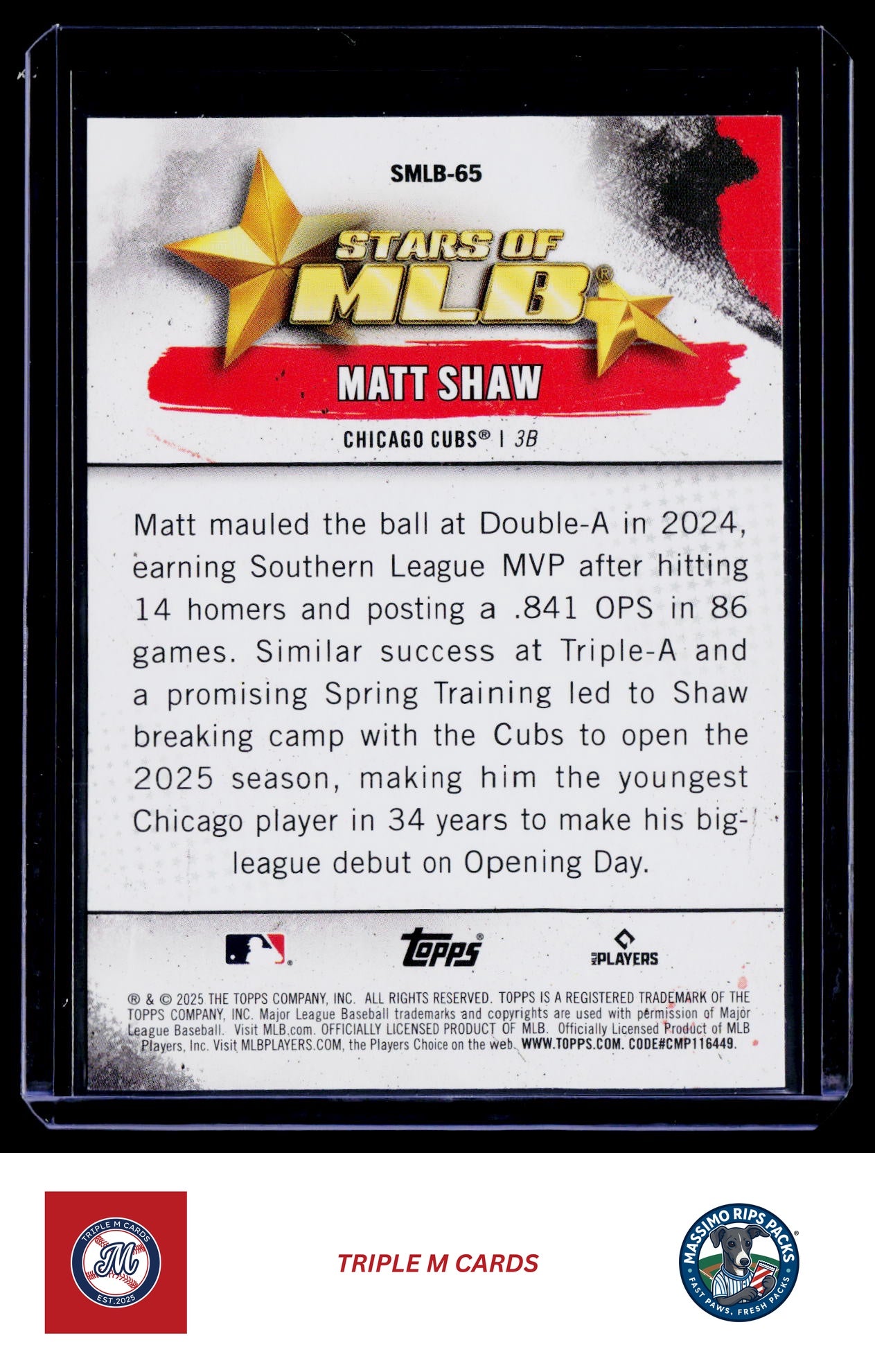 2025 Topps Update #SMLB-65 Matt Shaw Stars of MLB