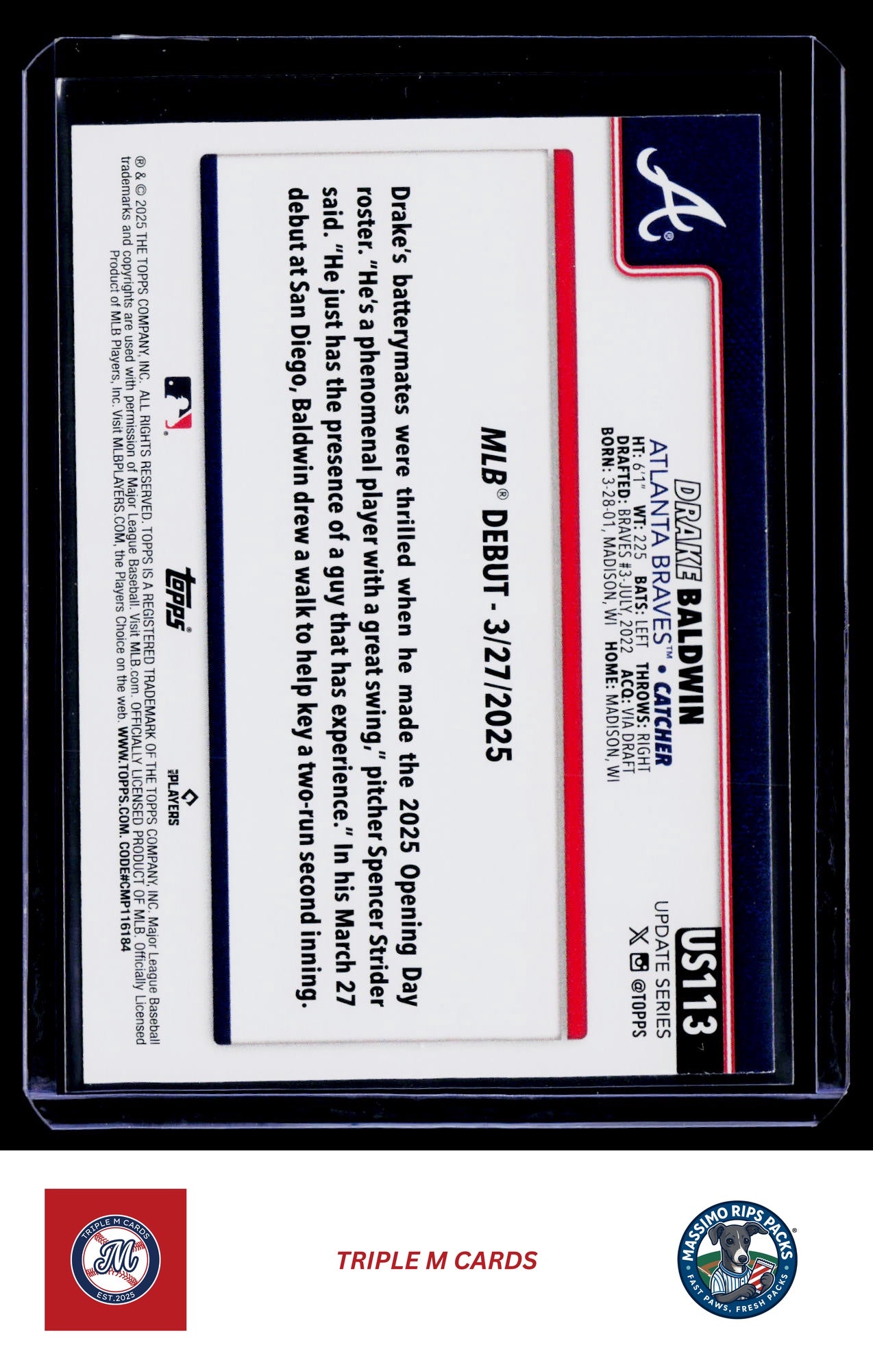 2025 Topps Update #US113 Drake Baldwin