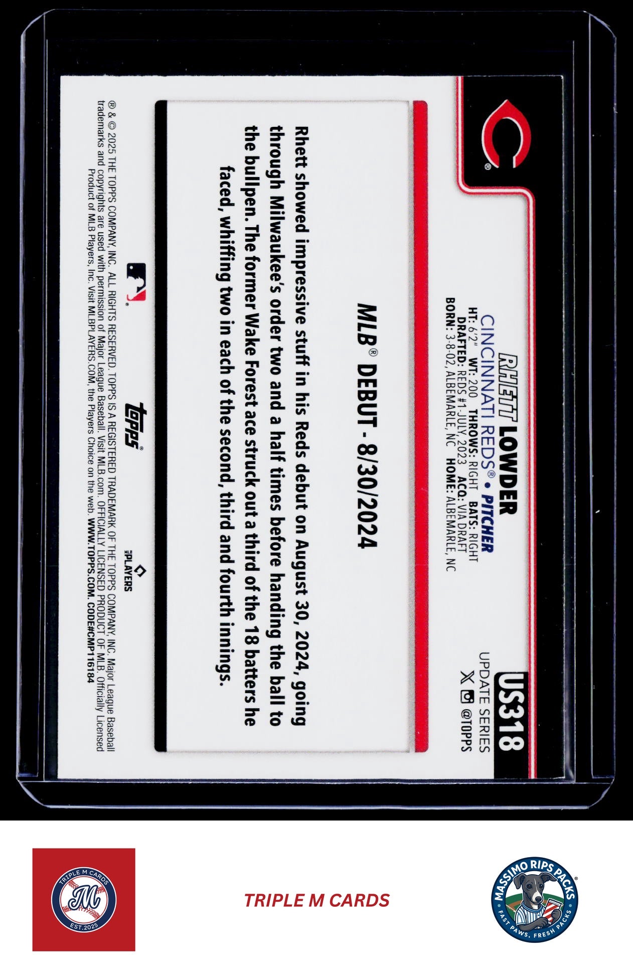 2025 Topps Update #US318 Rhett Lowder