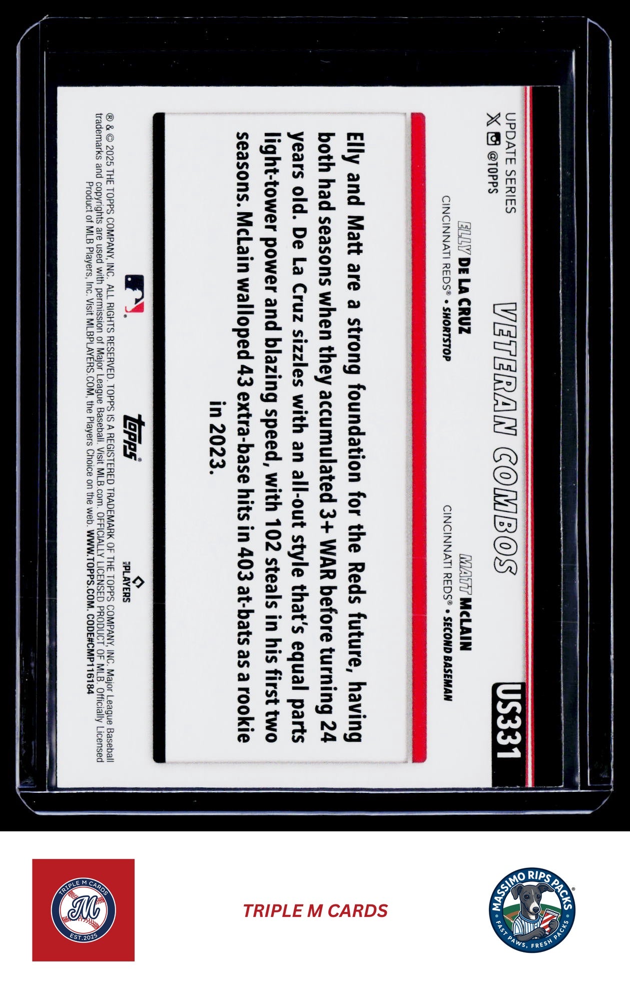 2025 Topps Update #US331 Red-Hot Risers (Elly De La Cruz / Matt McLain)