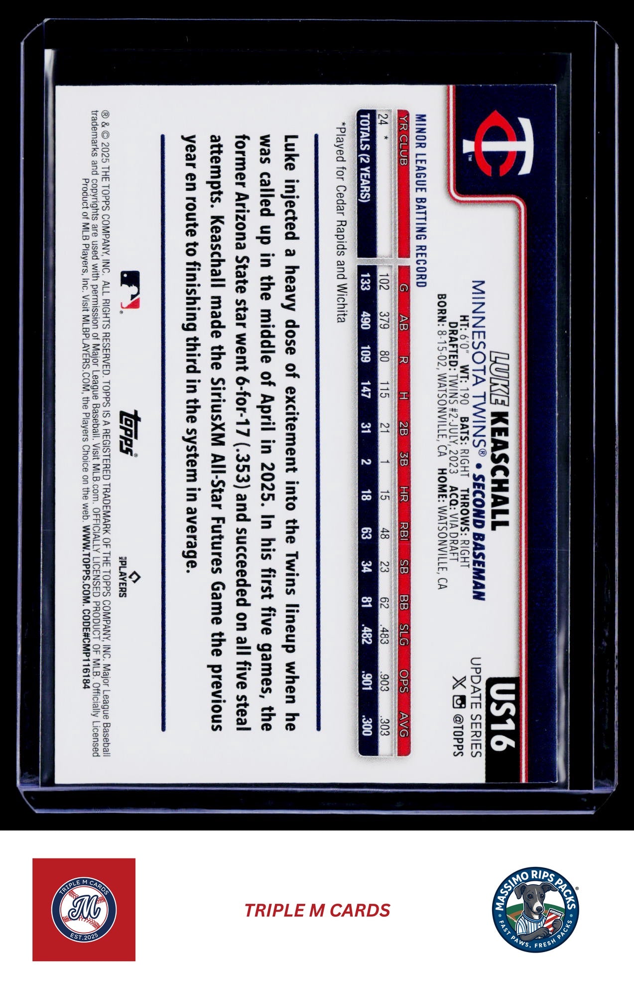 2025 Topps Update #US16 Luke Keaschall
