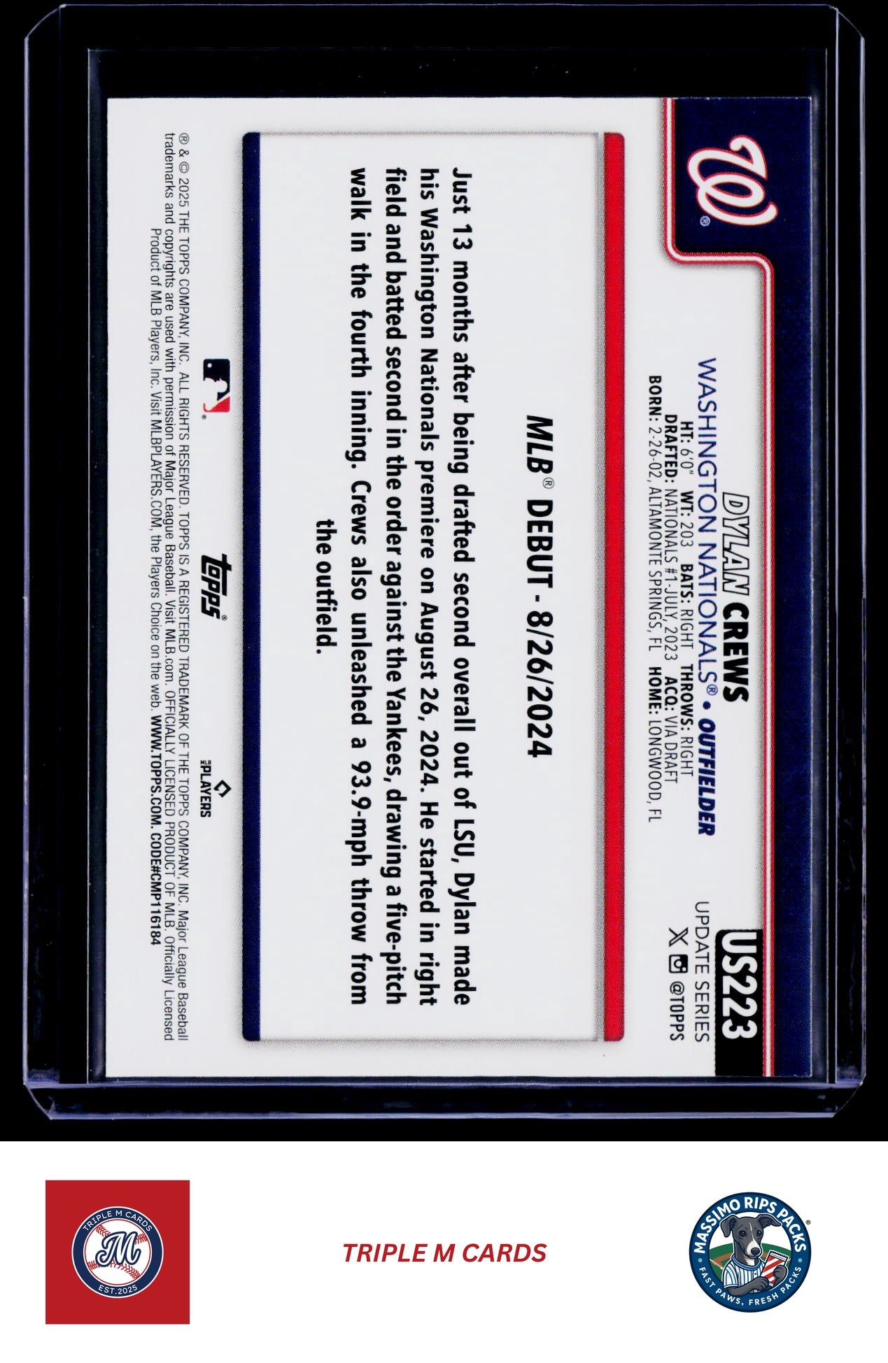 2025 Topps Update #US223 Dylan Crews