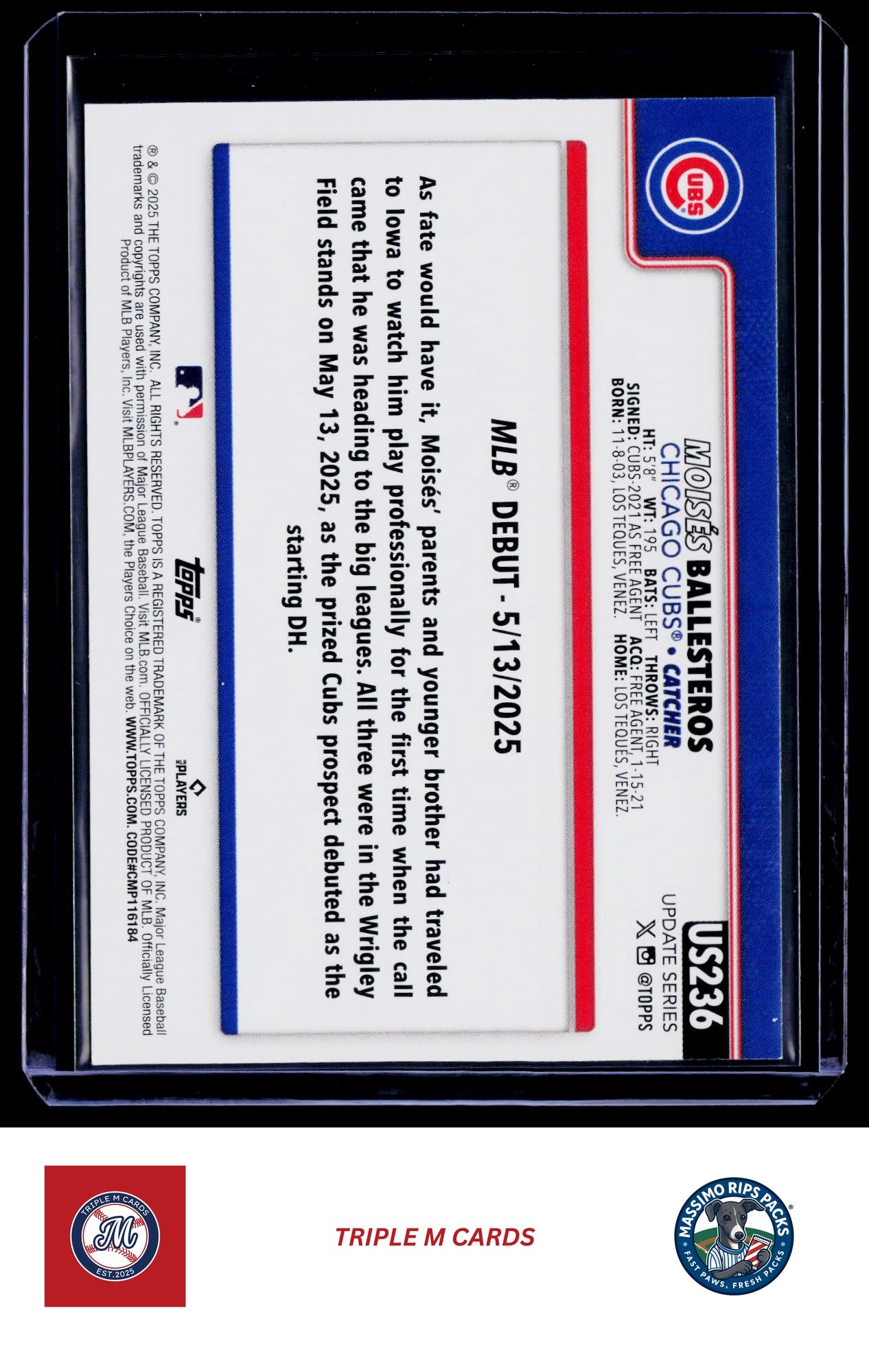 2025 Topps Update #US236 Moisés Ballesteros
