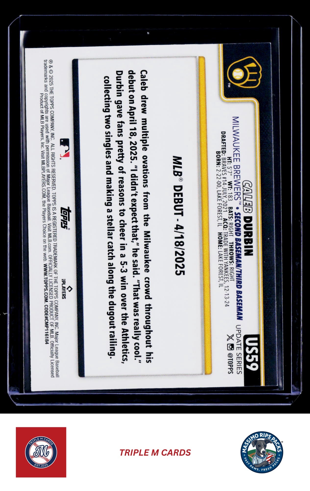 2025 Topps Update #US59 Caleb Durbin