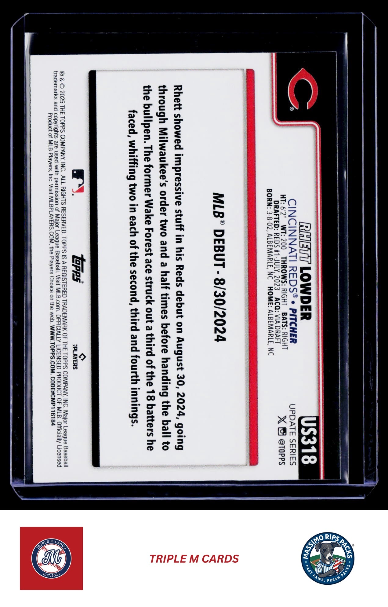 2025 Topps Update #US318 Rhett Lowder