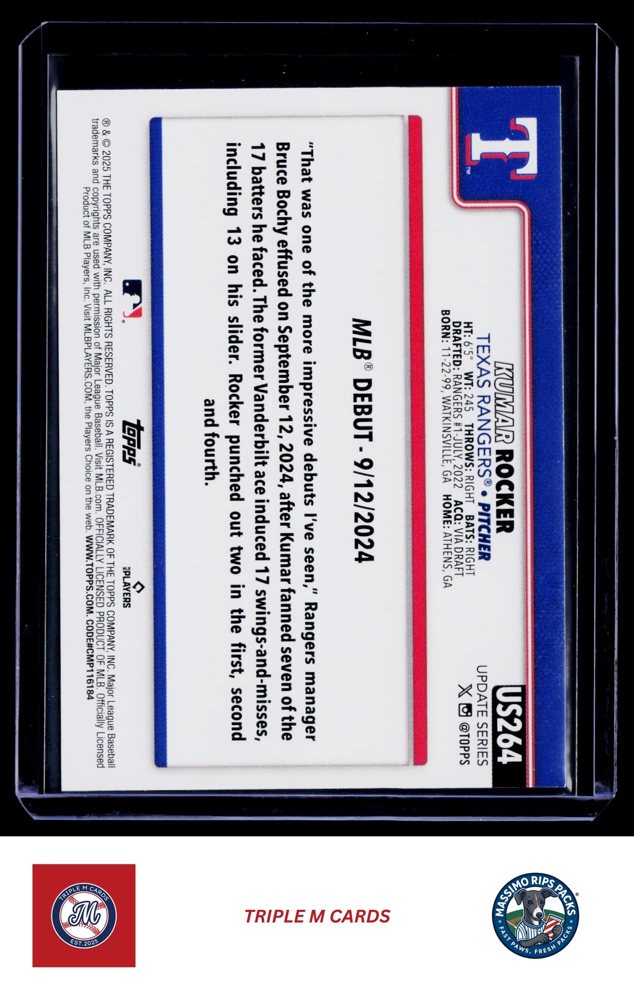 2025 Topps Update #US264 Kumar Rocker