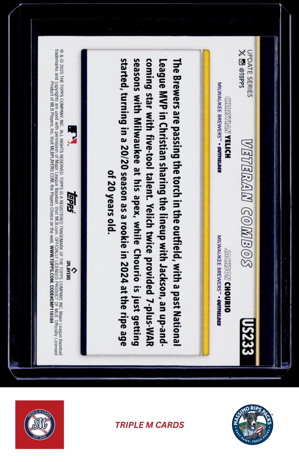 2025 Topps Update #US233 Crew Missiles (Christian Yelich / Jackson Chourio)