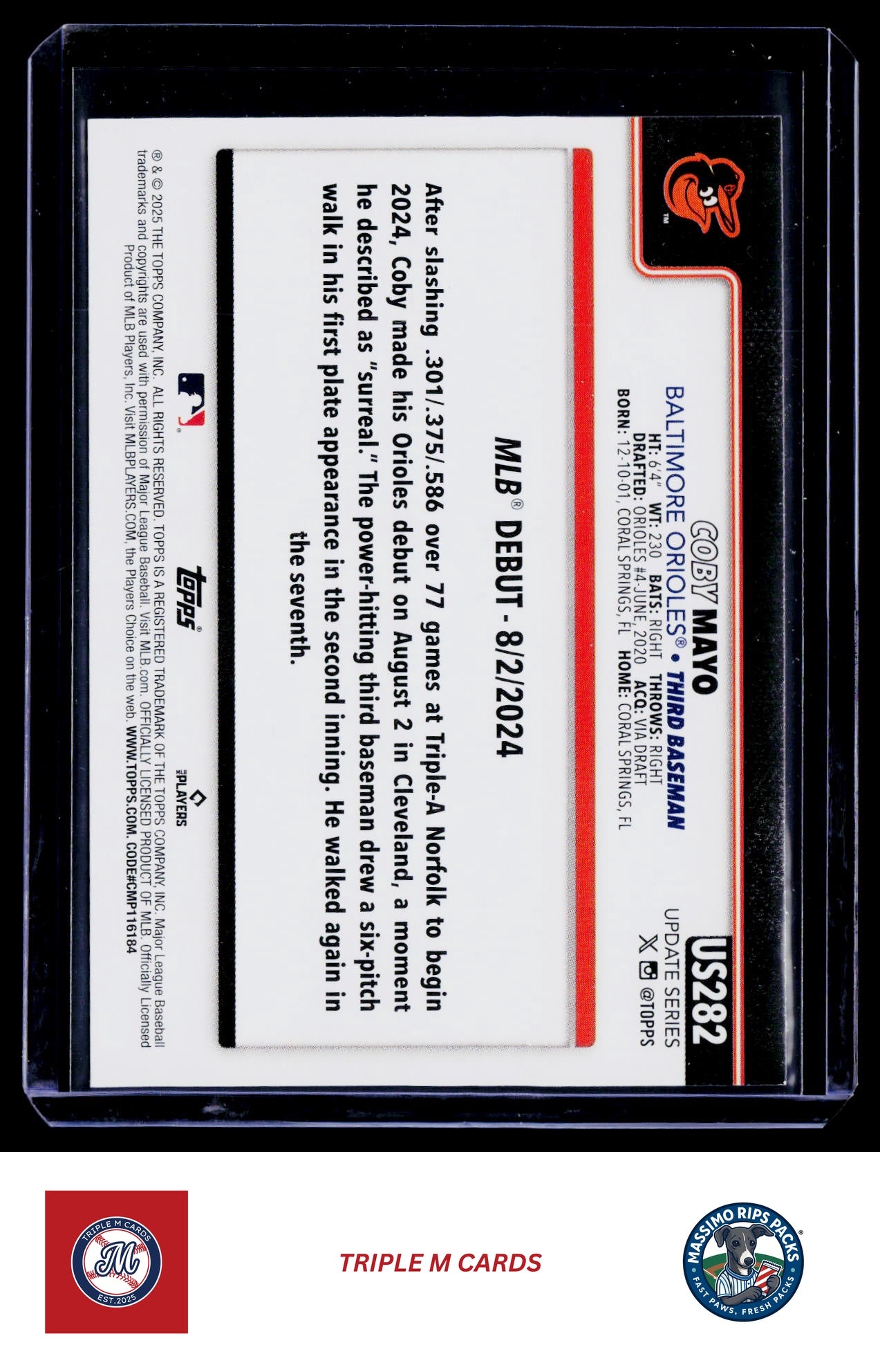 2025 Topps Update #US282 Coby Mayo