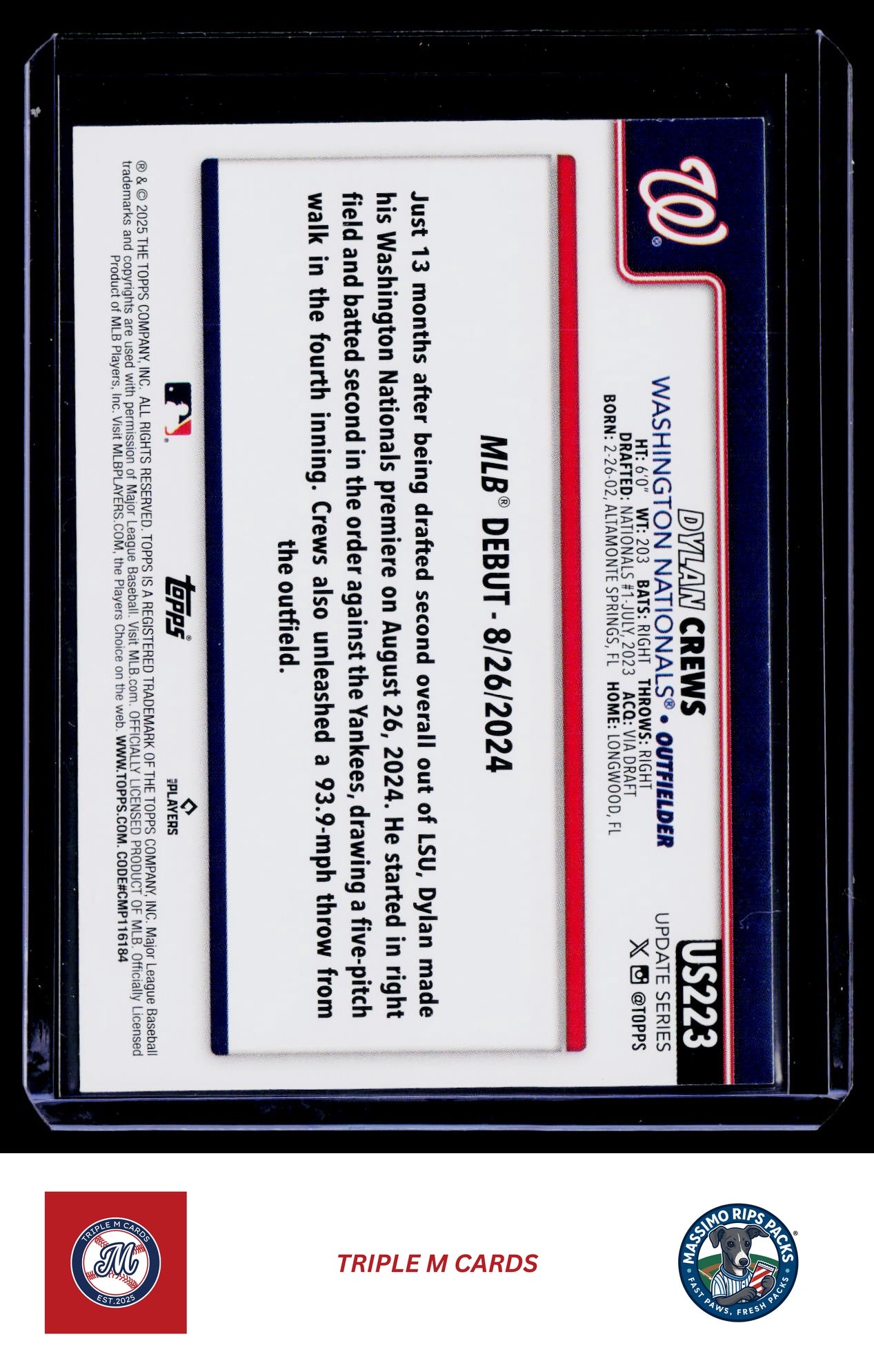 2025 Topps Update #US223 Dylan Crews