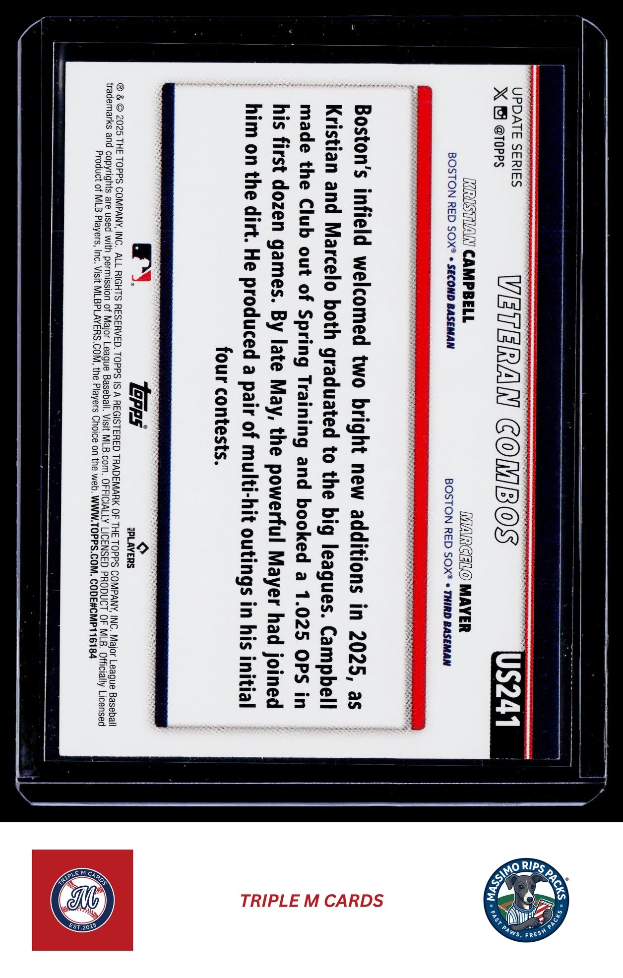 2025 Topps Update #US241 Beantown Boys (Marcelo Mayer / Kristian Campbell)