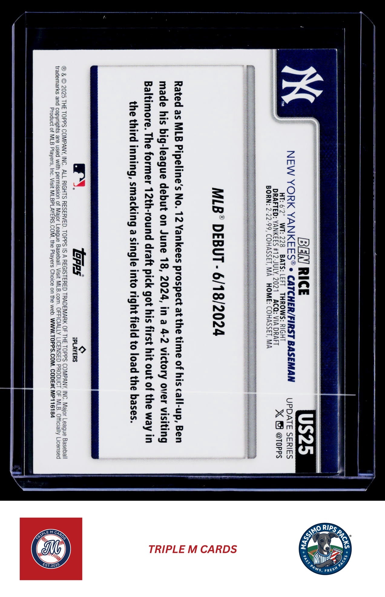 2025 Topps Update #US25 Ben Rice