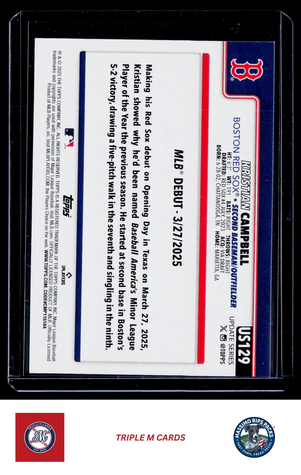 2025 Topps Update #US129 Kristian Campbell