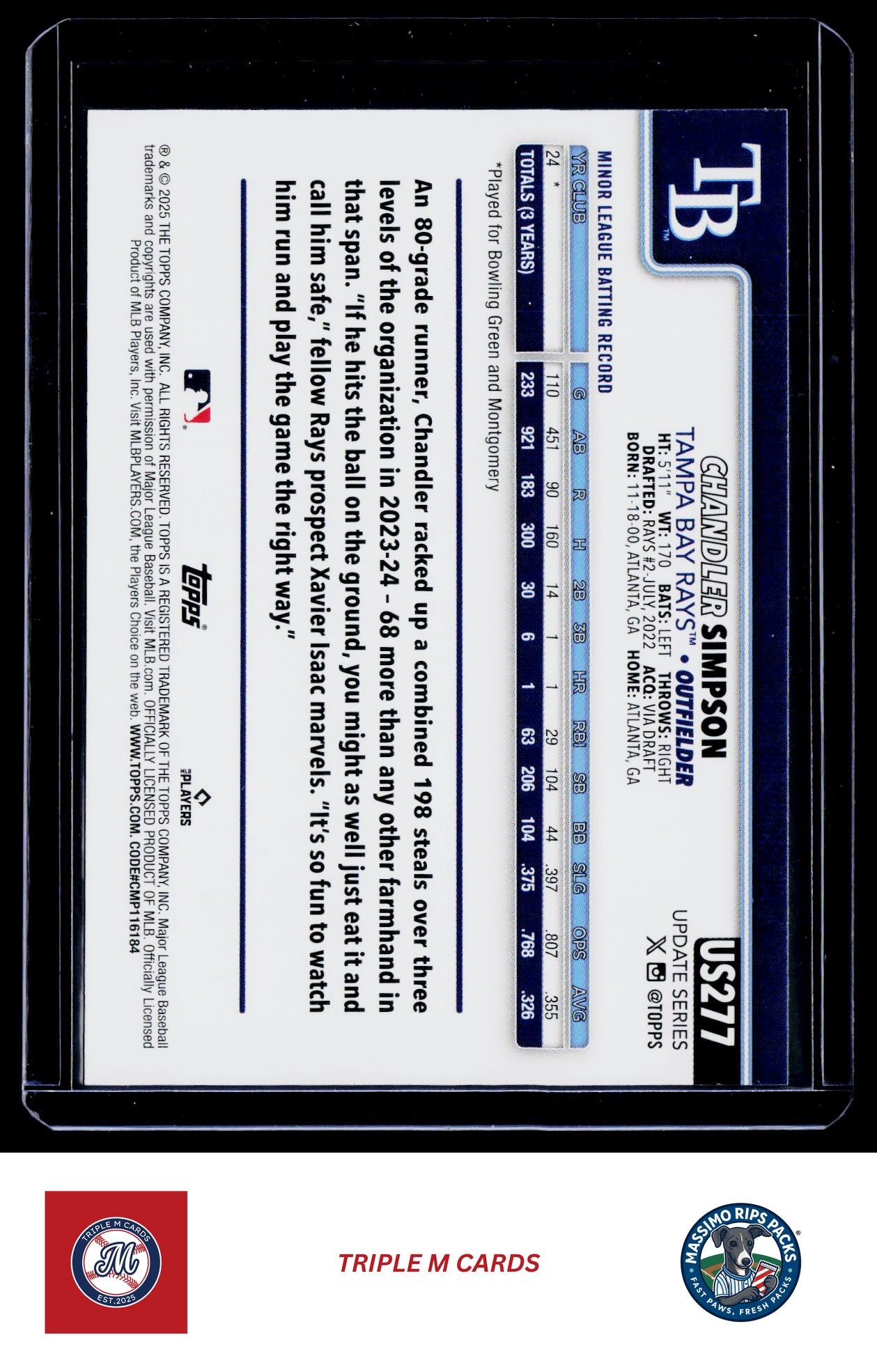 2025 Topps Update #US277 Chandler Simpson