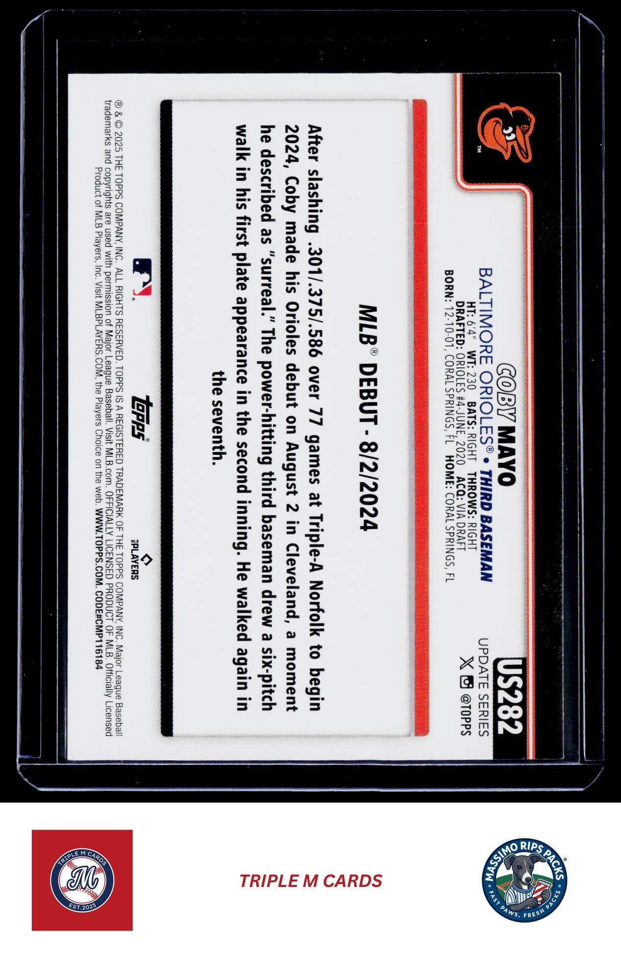 2025 Topps Update #US282 Coby Mayo