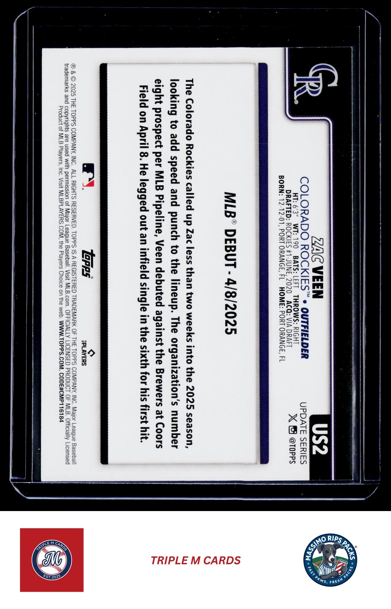 2025 Topps Update #US2 Zac Veen