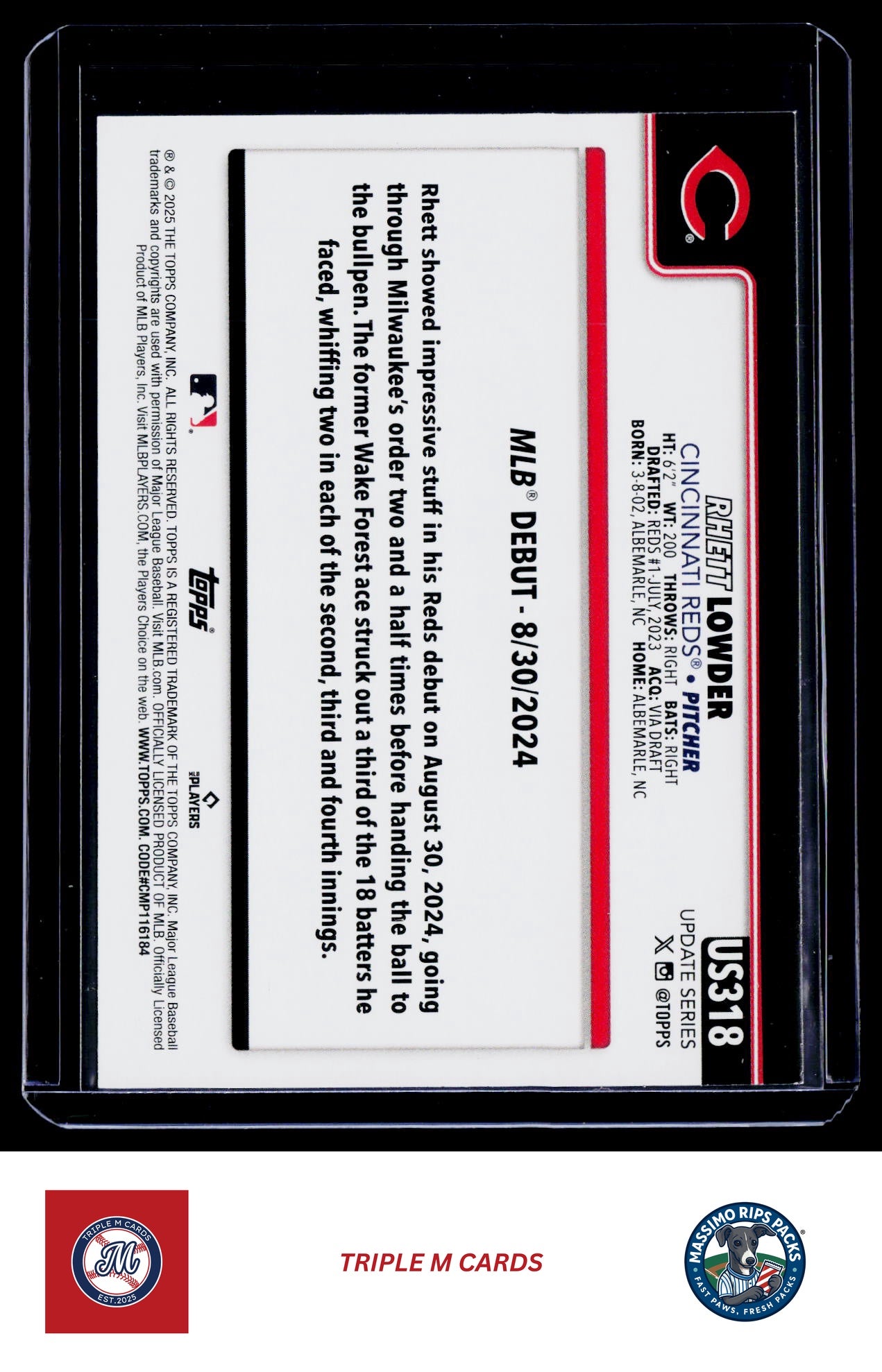 2025 Topps Update #US318 Rhett Lowder