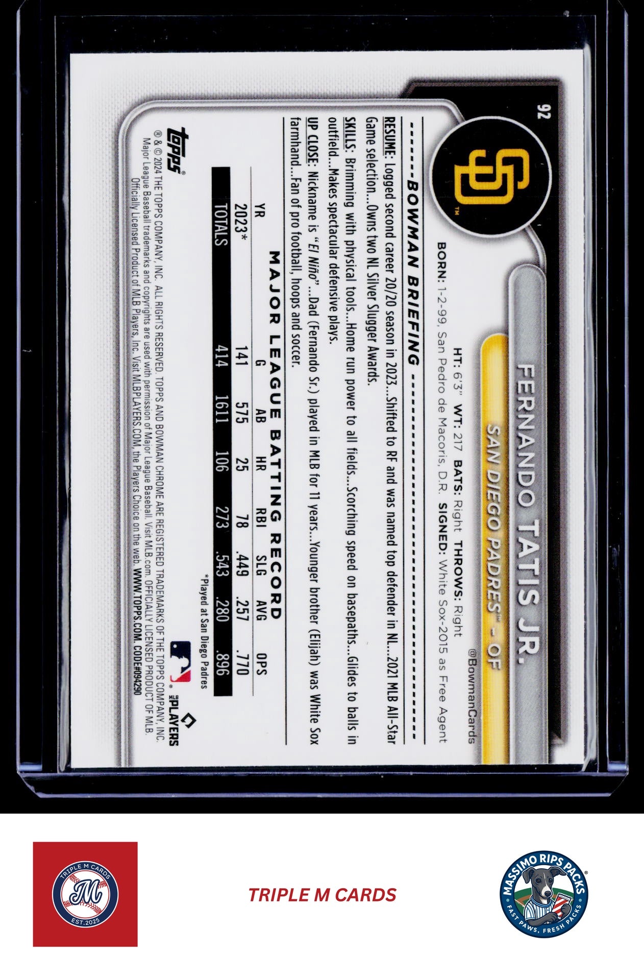 2024 Bowman Chrome #92 Fernando Tatis Jr. Mojo Refractors