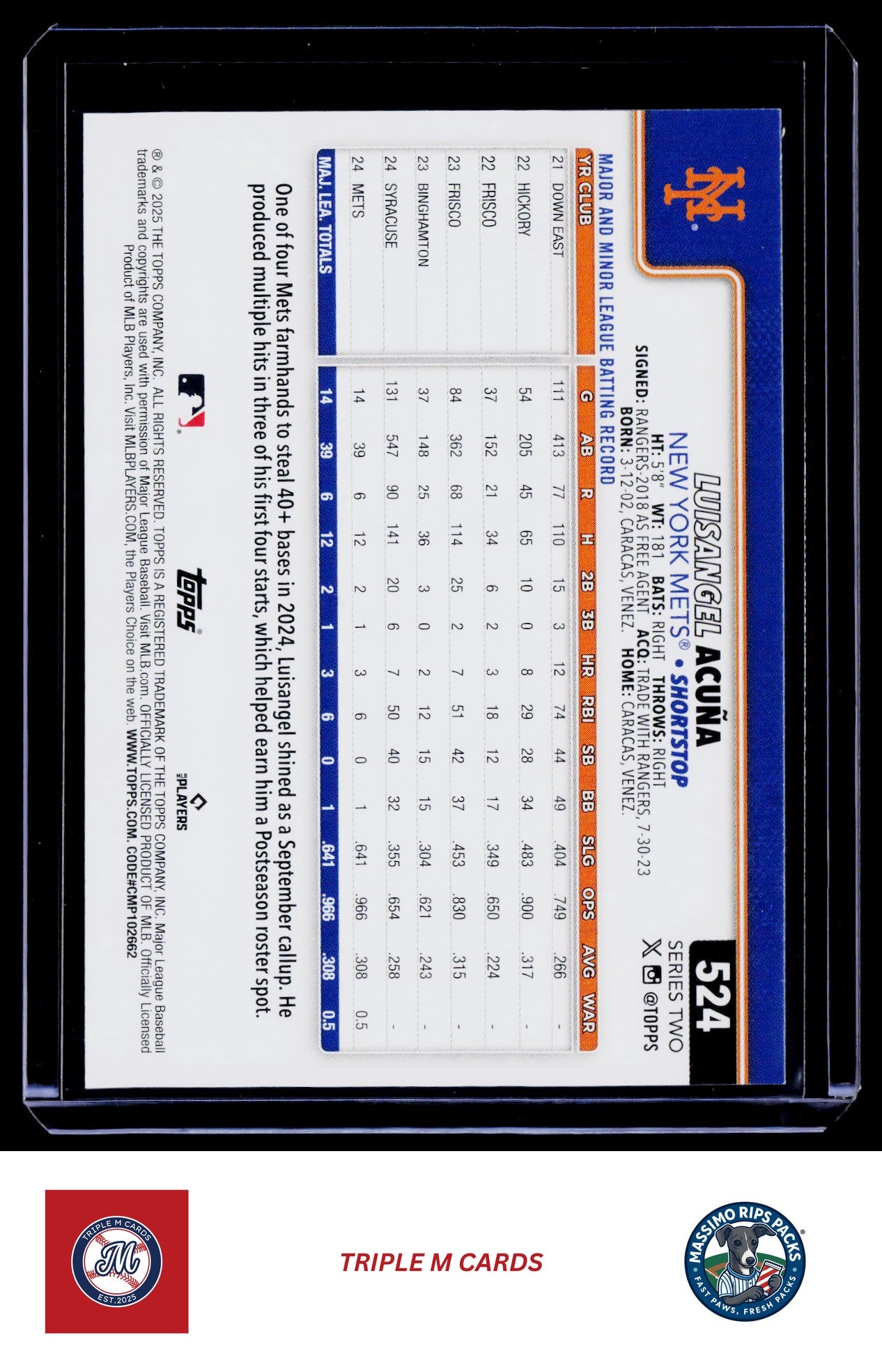 2025 Topps #524 Luisangel Acuña