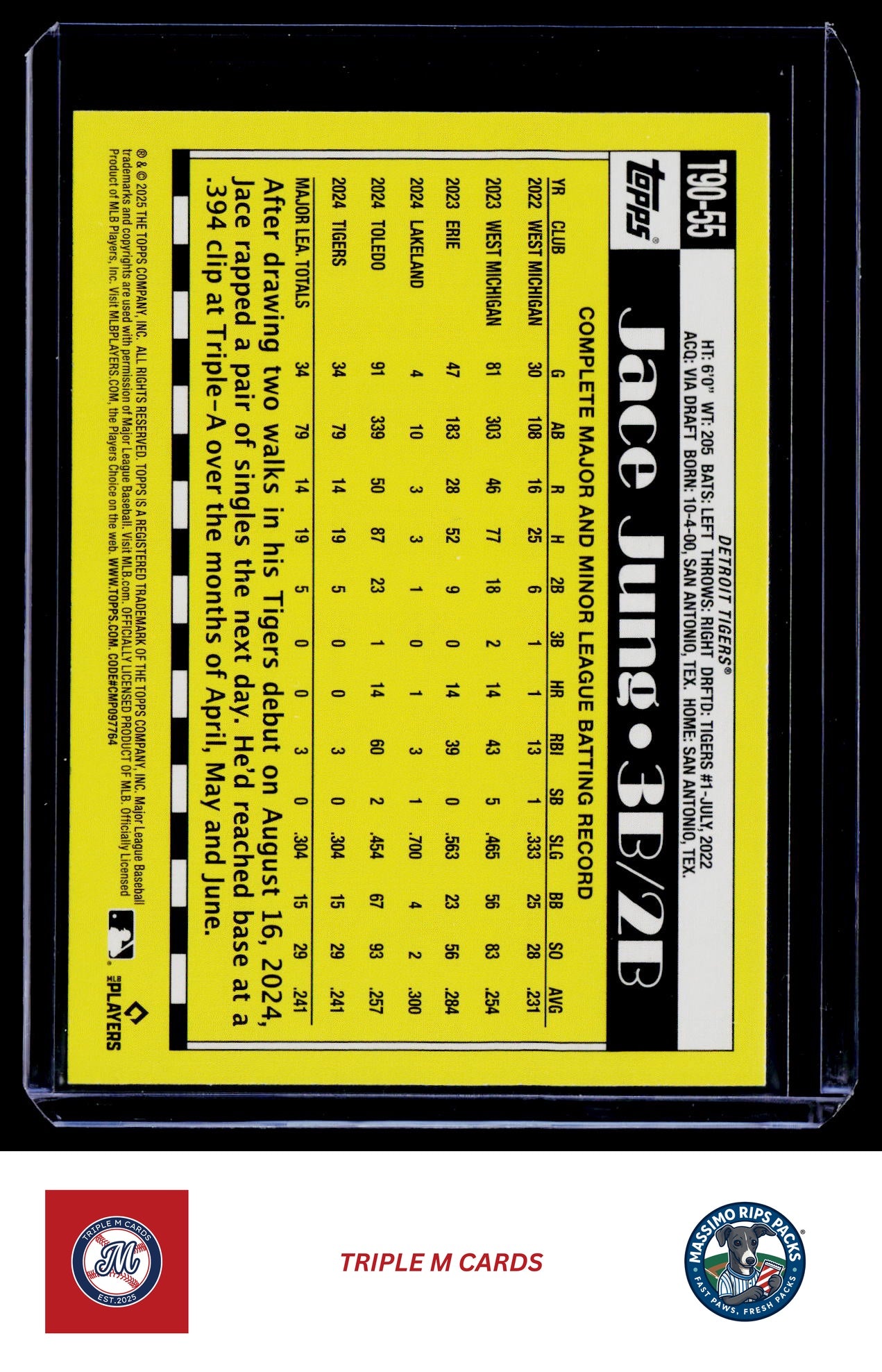 2025 Topps #T90-55 Jace Jung 1990 Topps Baseball 35th Anniversary (Series One)