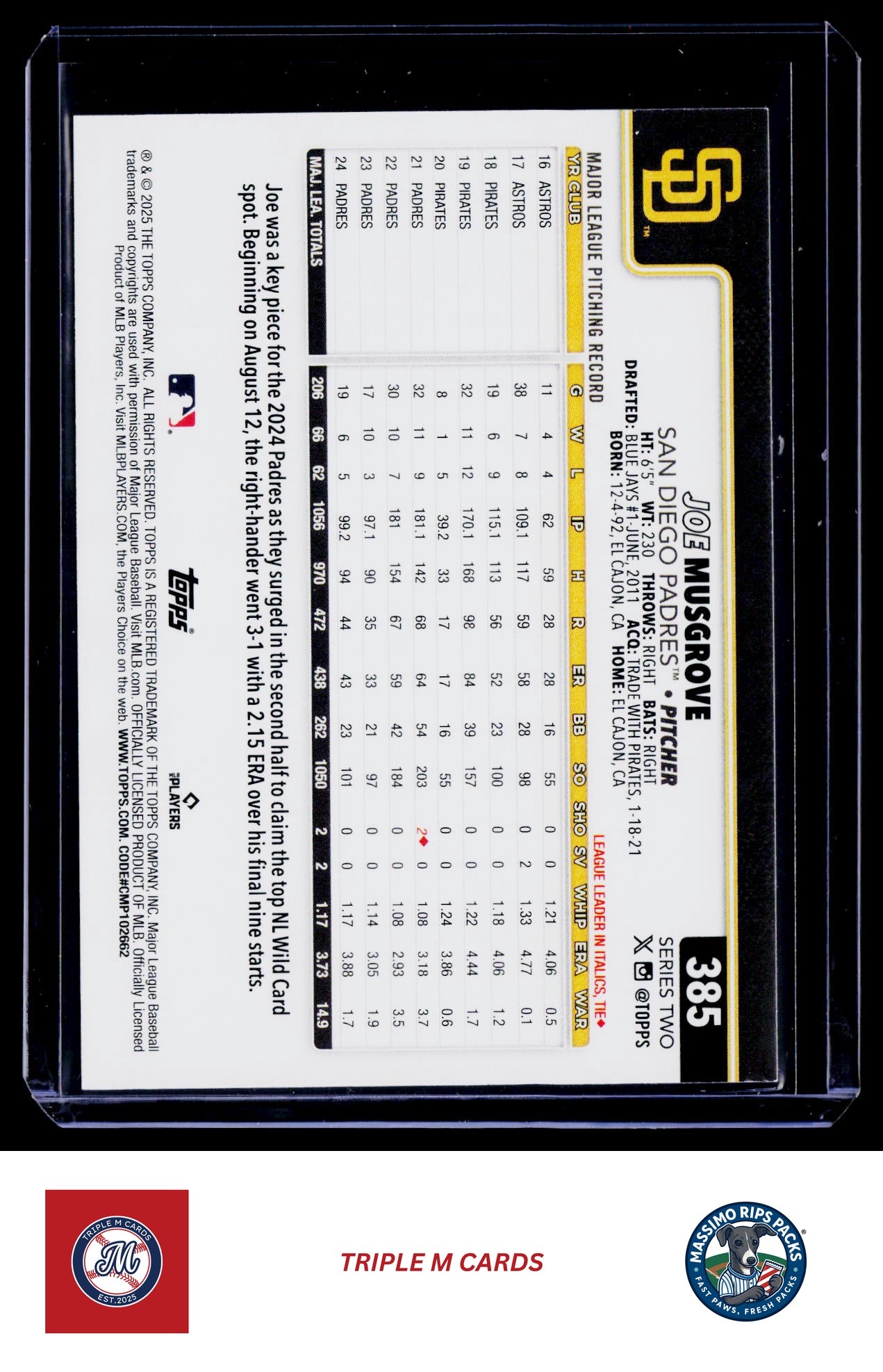 2025 Topps #385 Joe Musgrove Holo Foil