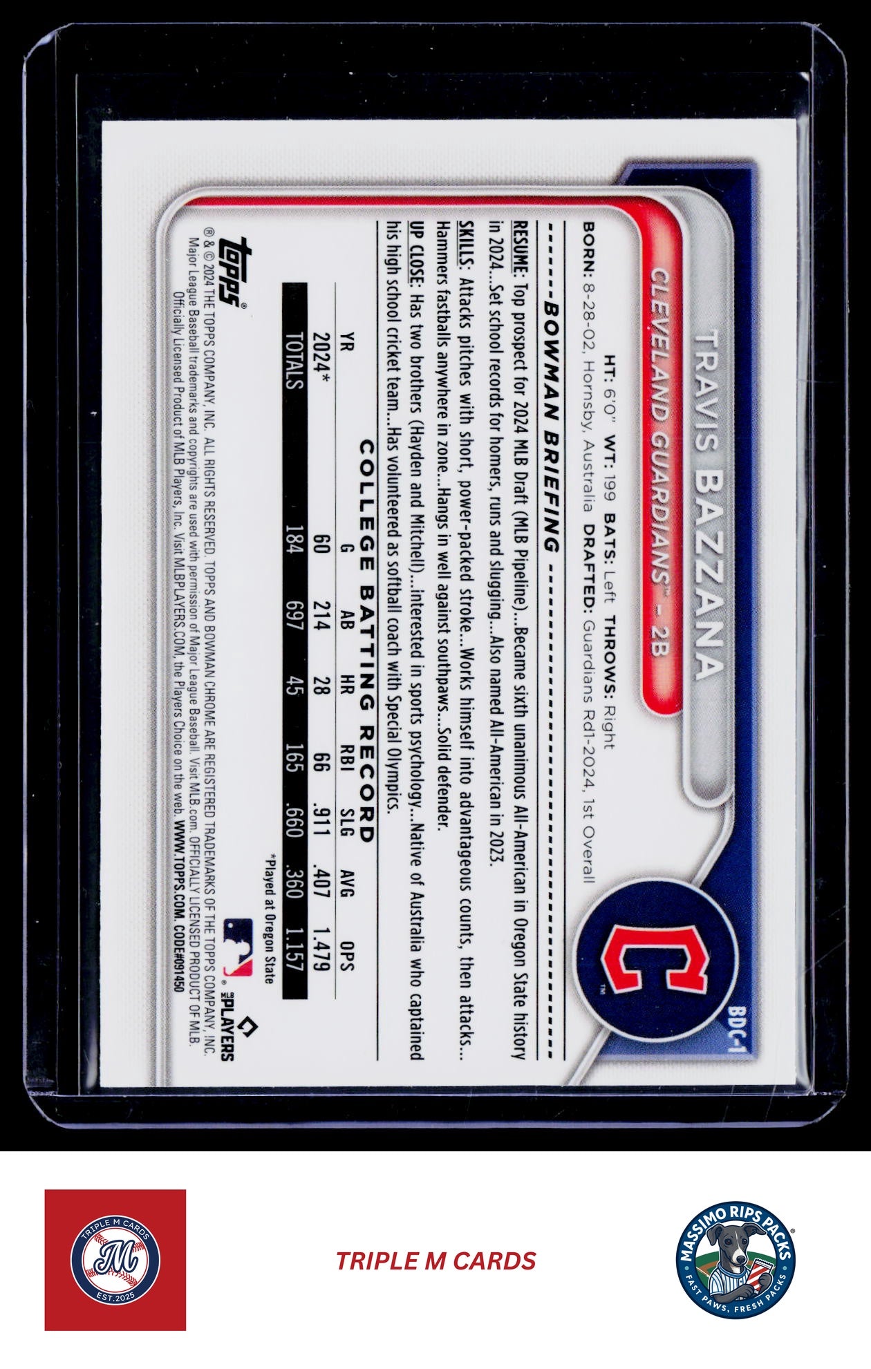 2024 Bowman Draft #BDC-1 Travis Bazzana Chrome