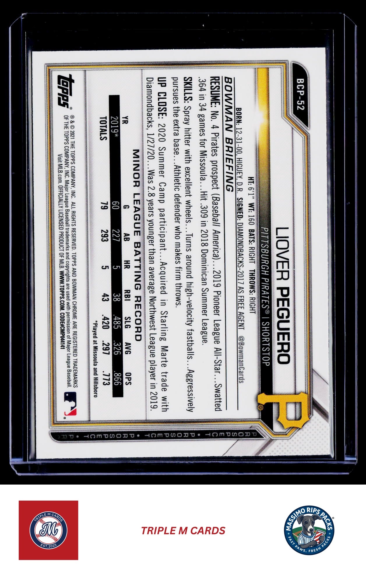 2021 Bowman #BCP-52 Liover Peguero Chrome Prospects