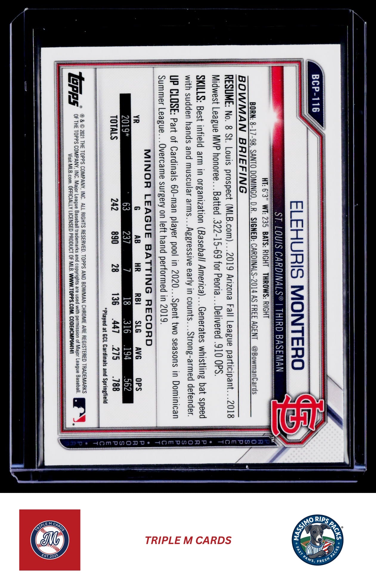 2021 Bowman #BCP-116 Elehuris Montero Chrome Prospects