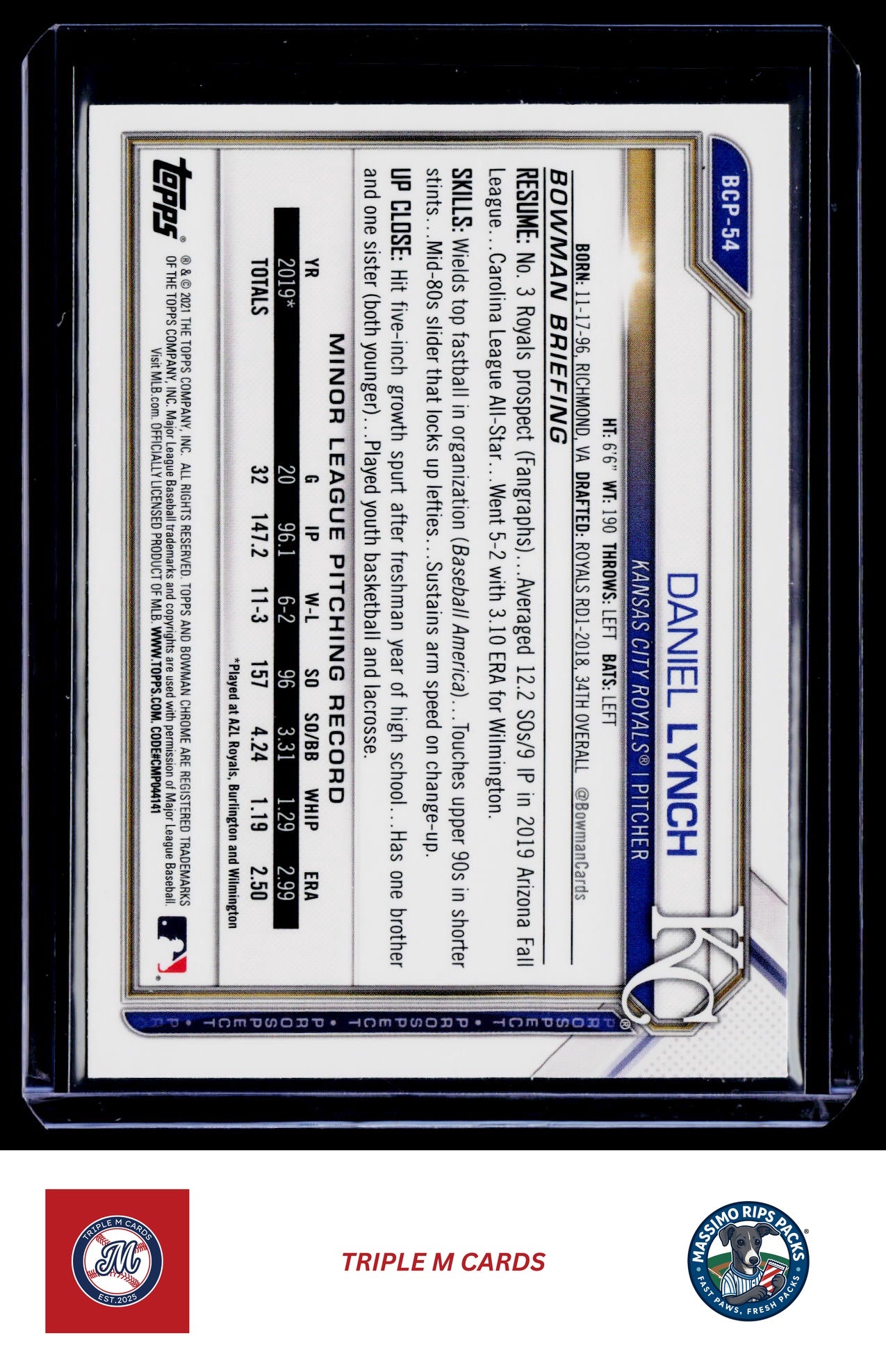 2021 Bowman #BCP-54 Daniel Lynch Chrome Prospects