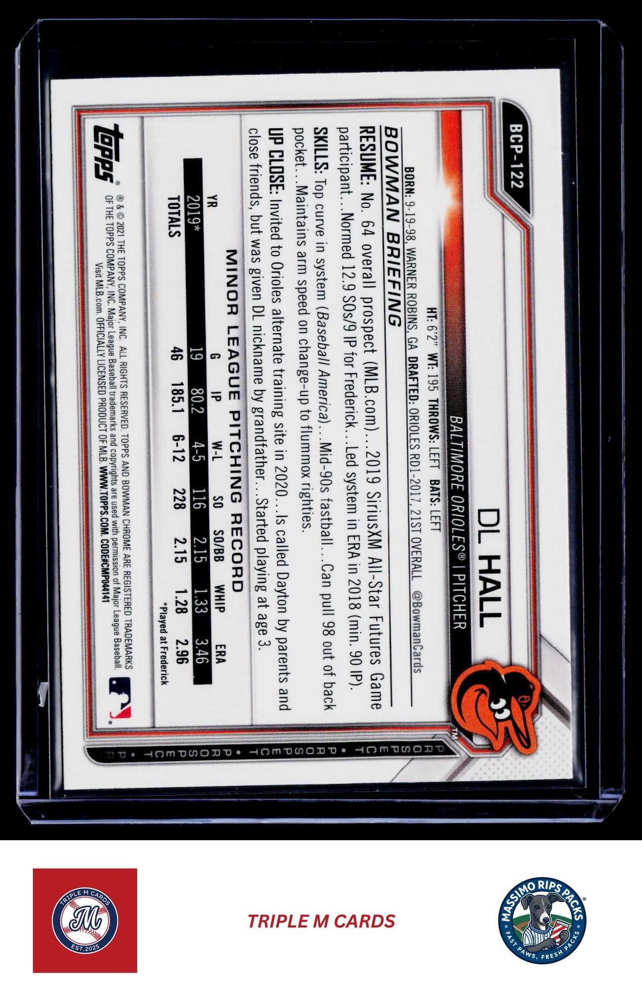2021 Bowman #BP-122 DL Hall Prospects