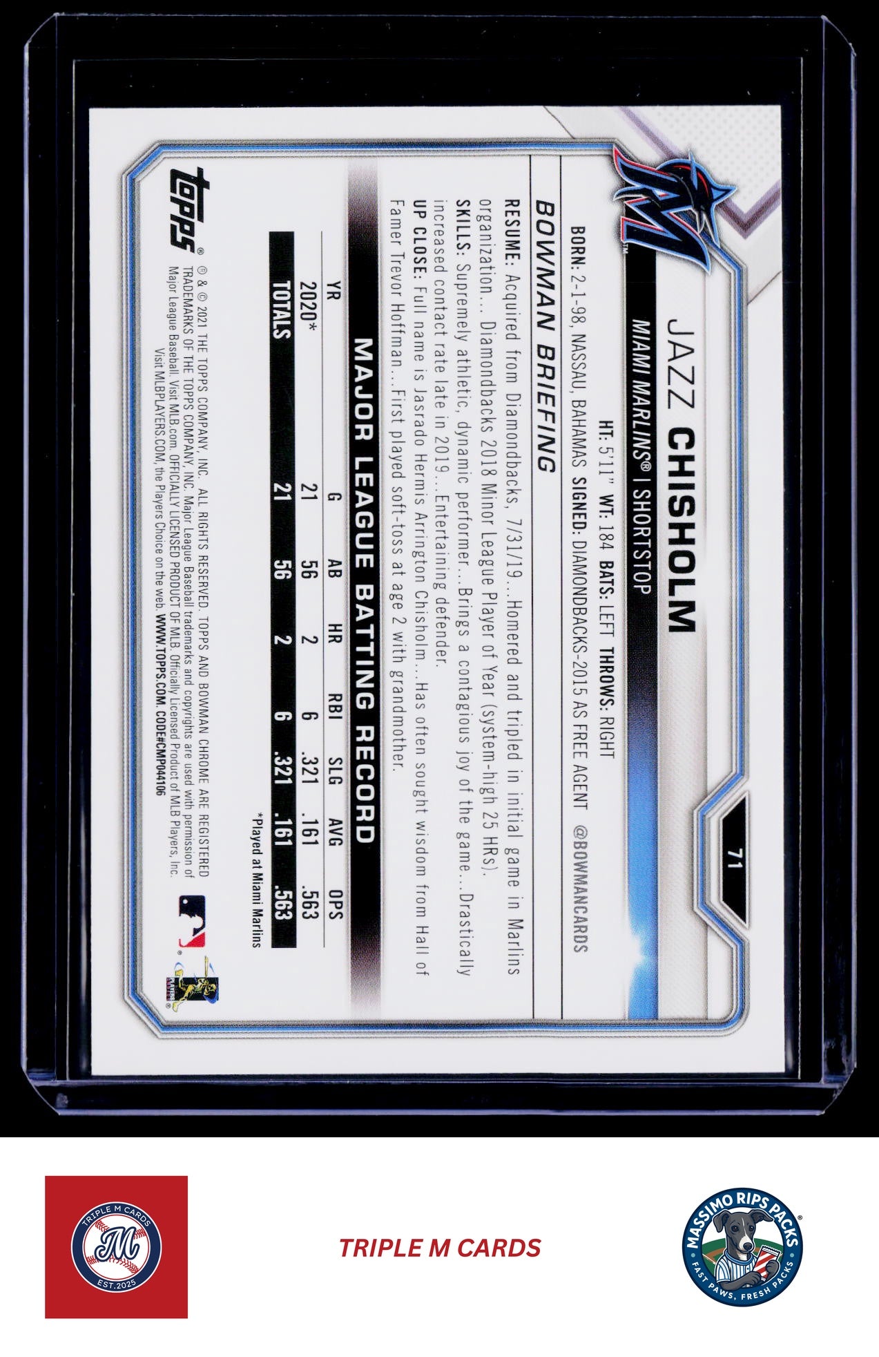 2021 Bowman #71 Jazz Chisholm