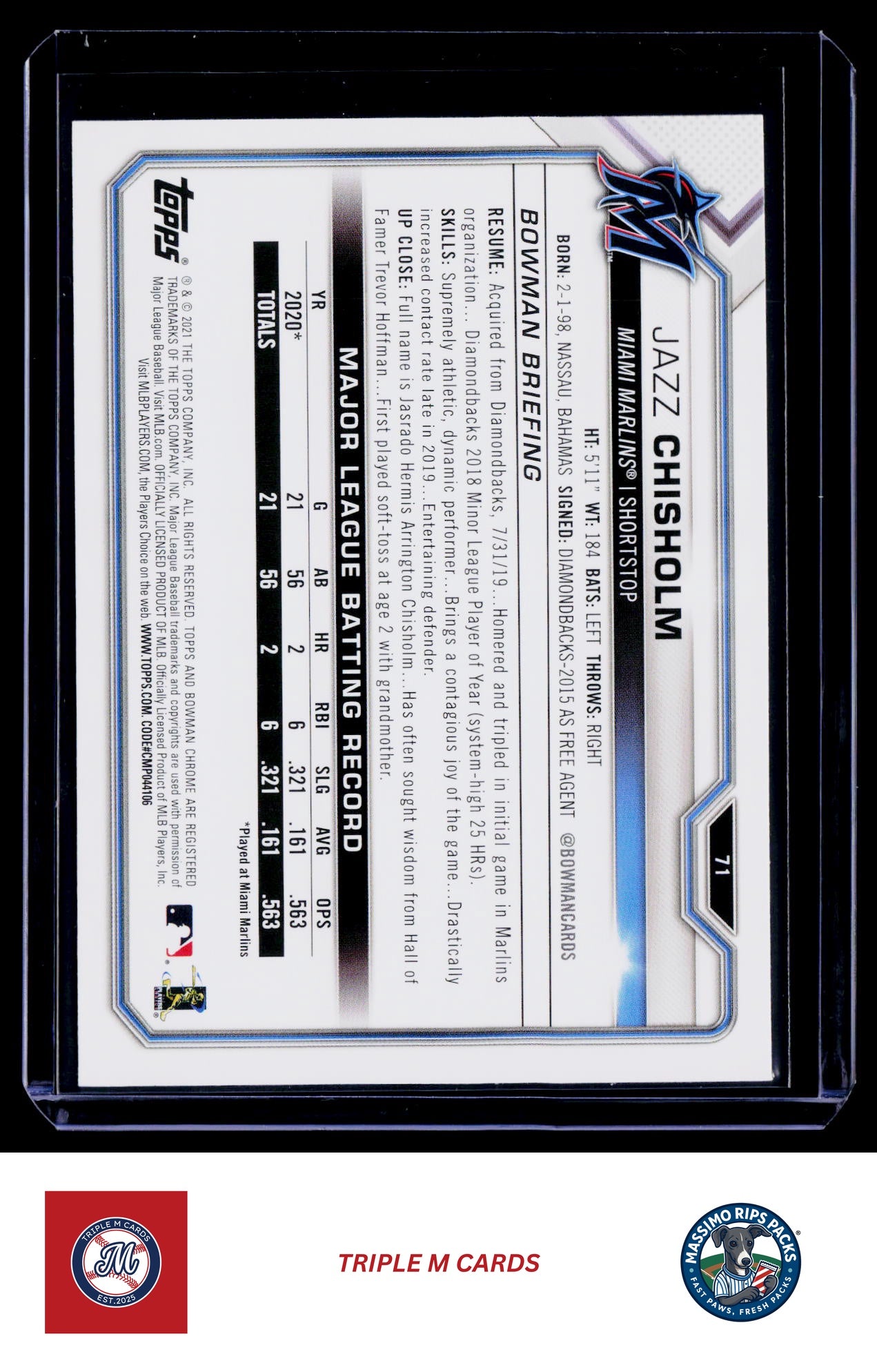 2021 Bowman #71 Jazz Chisholm