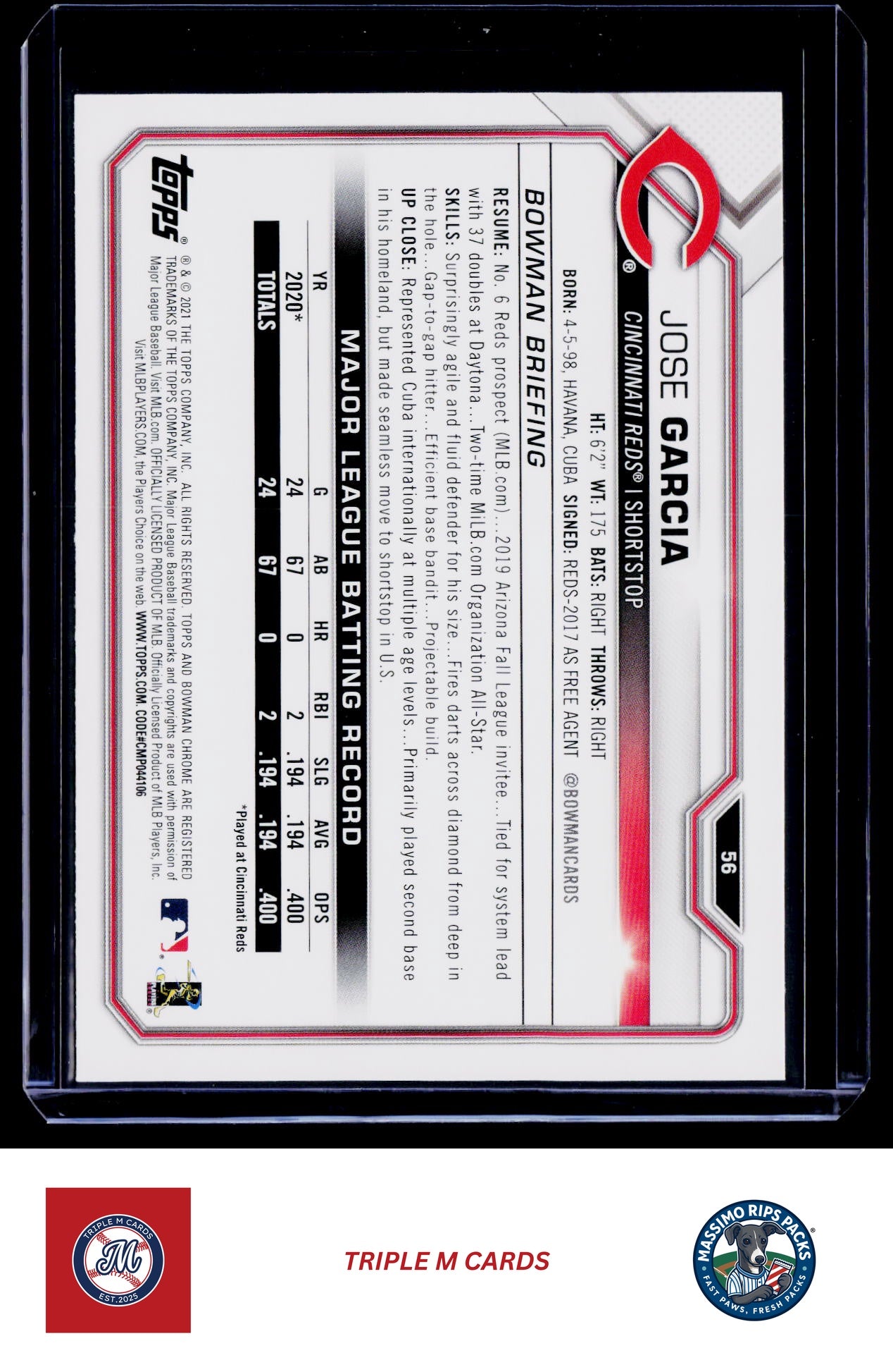 2021 Bowman #56 Jose Garcia