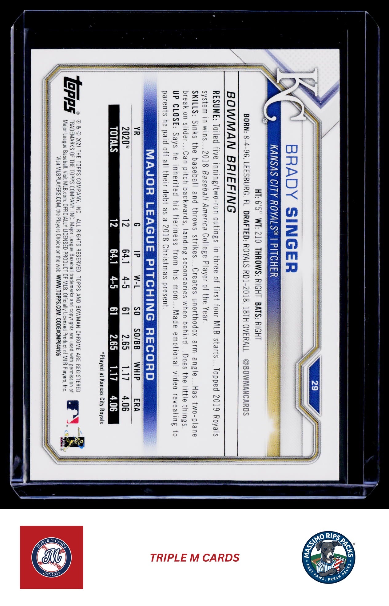 2021 Bowman #29 Brady Singer