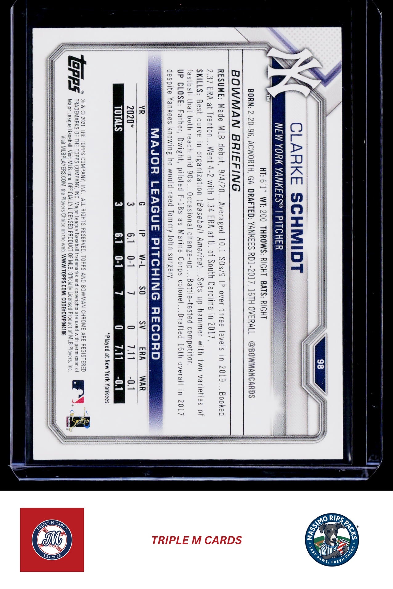 2021 Bowman #98 Clarke Schmidt