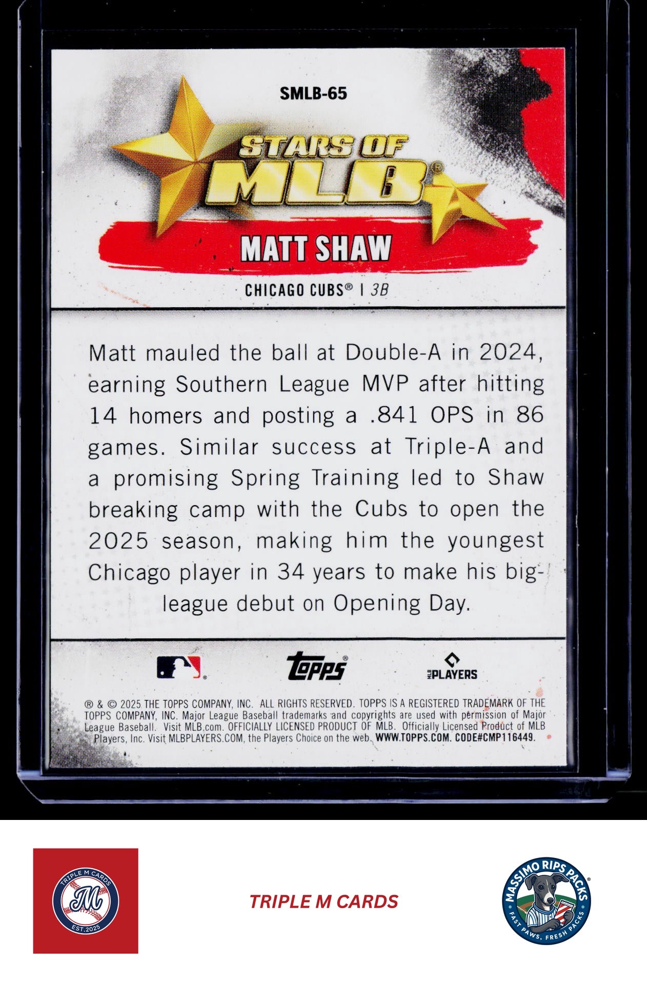 2025 Topps Update #SMLB-65 Matt Shaw Stars of MLB