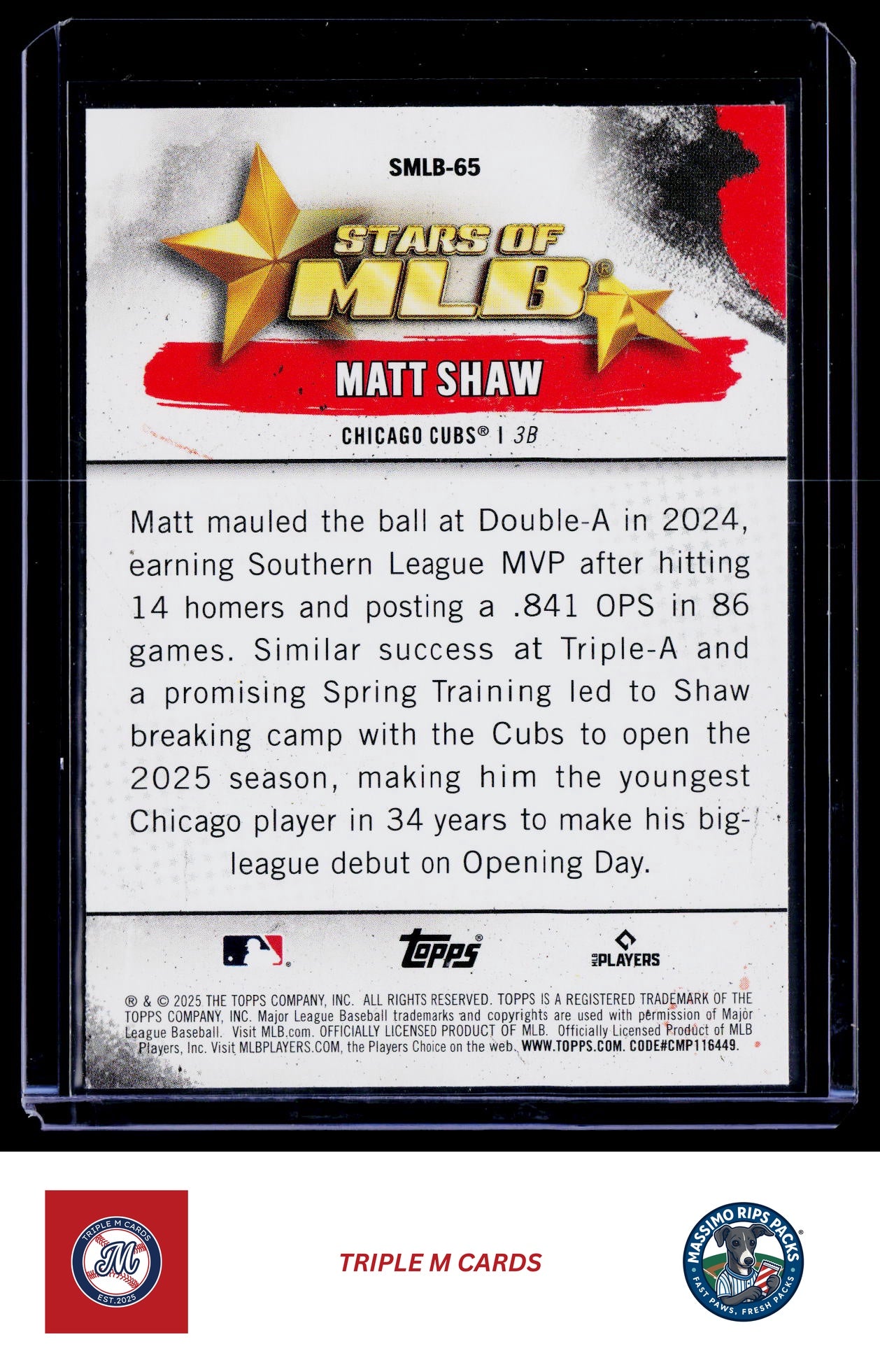 2025 Topps Update #SMLB-65 Matt Shaw Stars of MLB