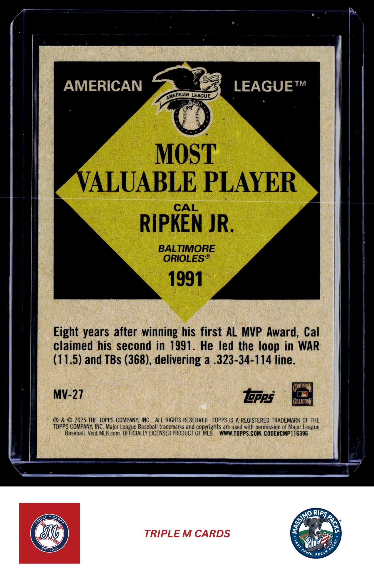 2025 Topps Update #MV-27 Cal Ripken Jr. Most Valuable